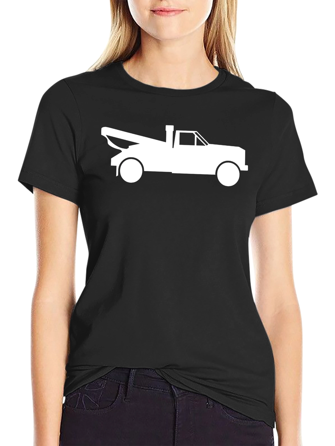 Tow Truck Graphic Tee - Classic Black Cotton Shirt