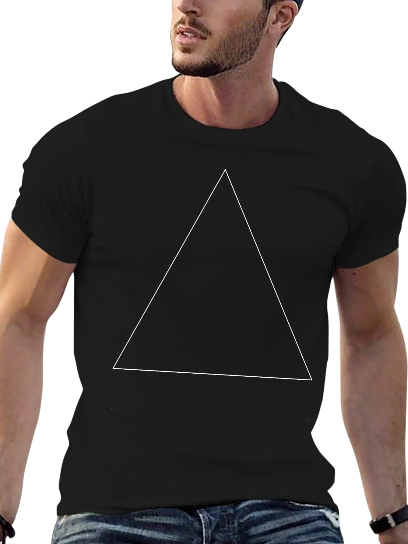 Mens Black Triangle Graphic Tee - Classic Style