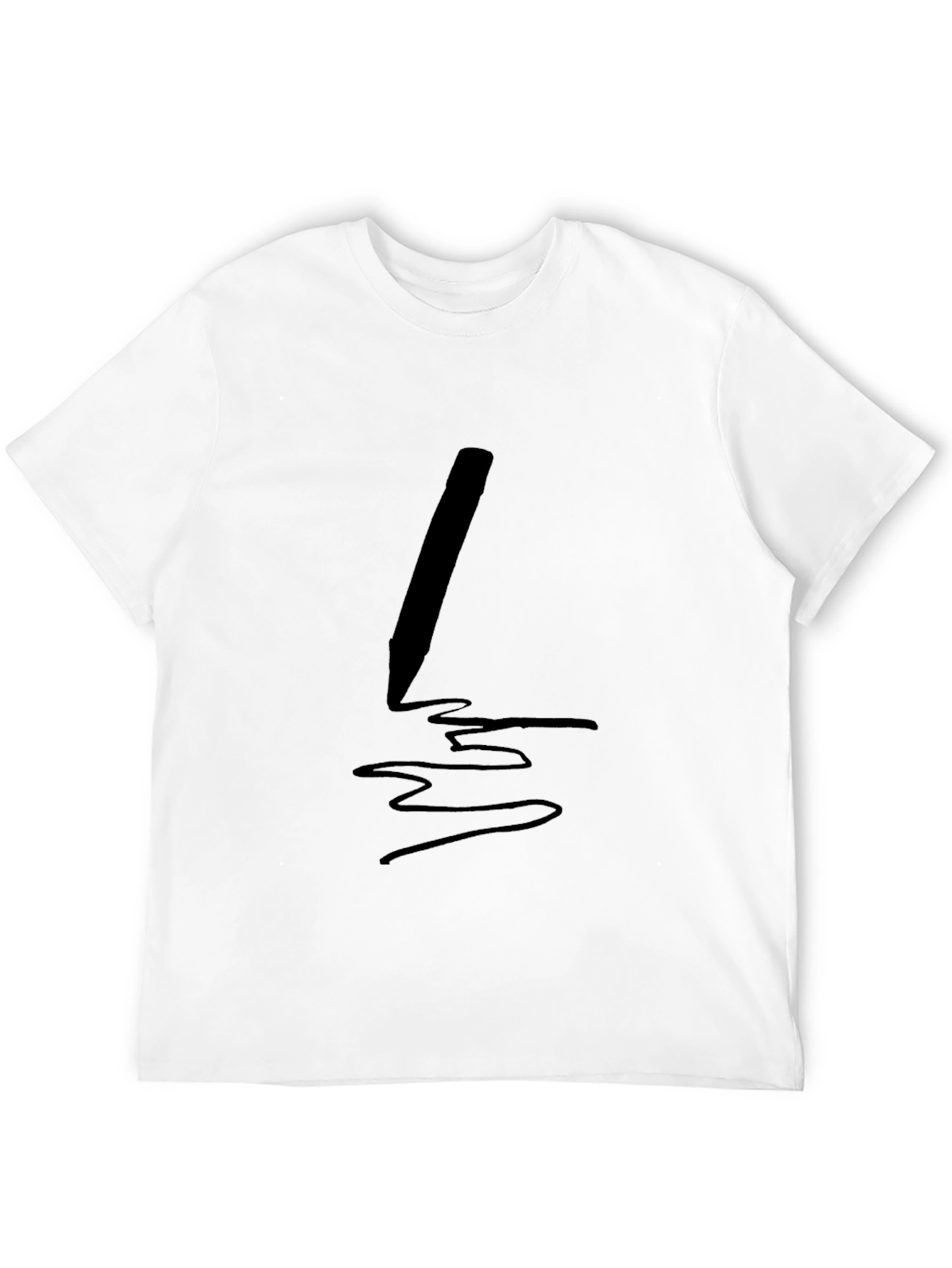 Mens Black T-Shirt with Pen Graphic