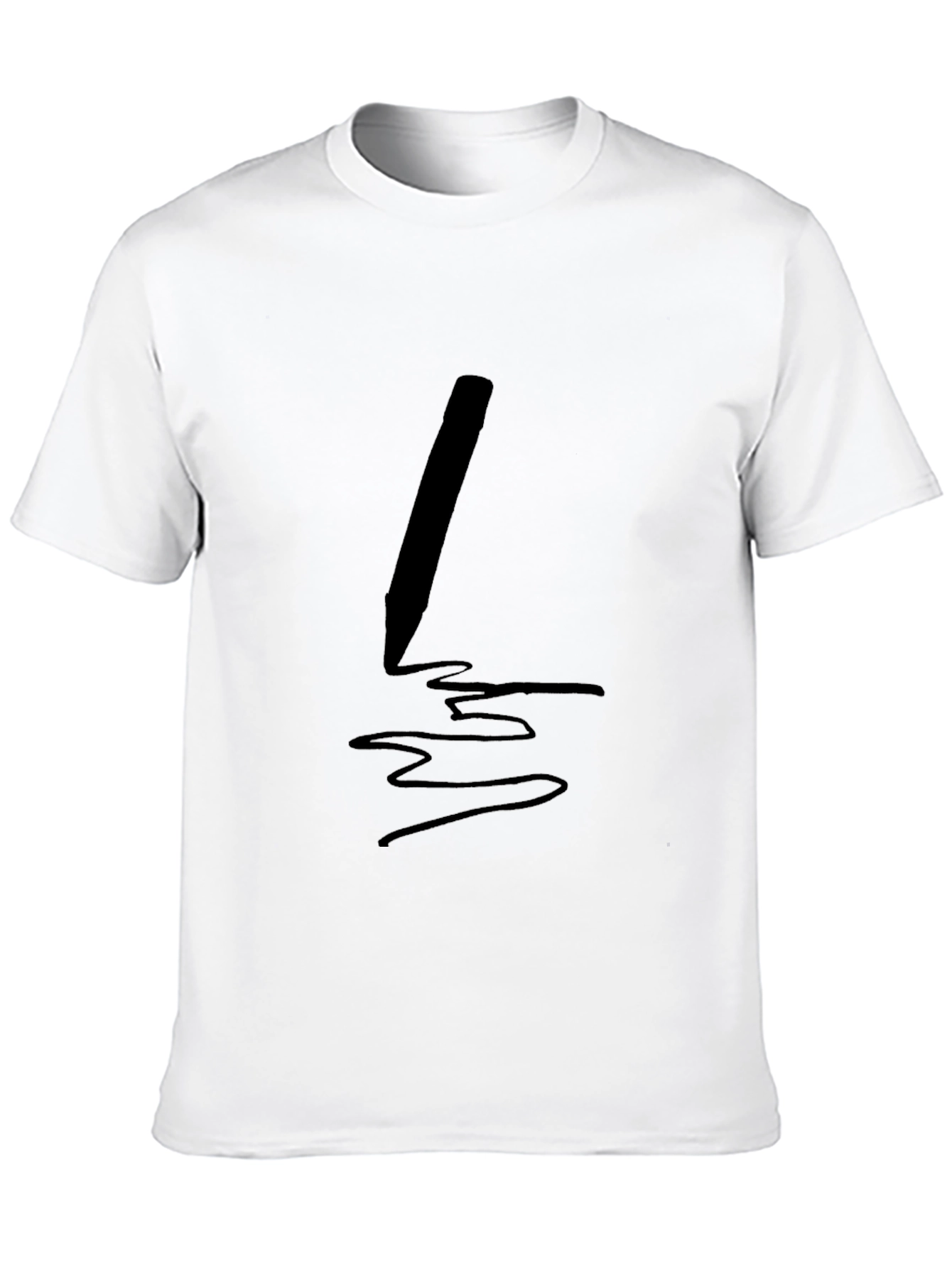 Mens Black T-Shirt with Pen Graphic