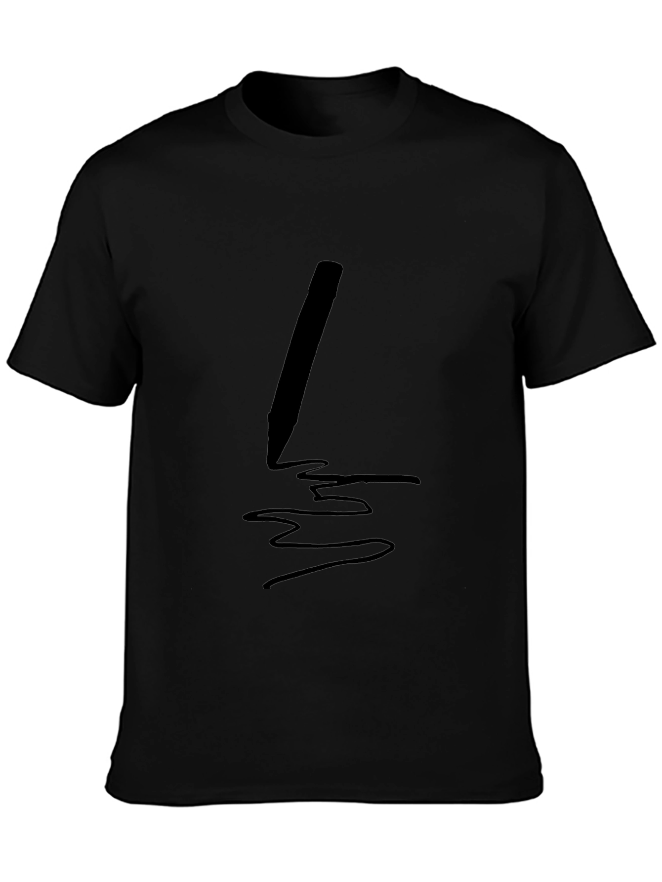 Mens Black T-Shirt with Pen Graphic