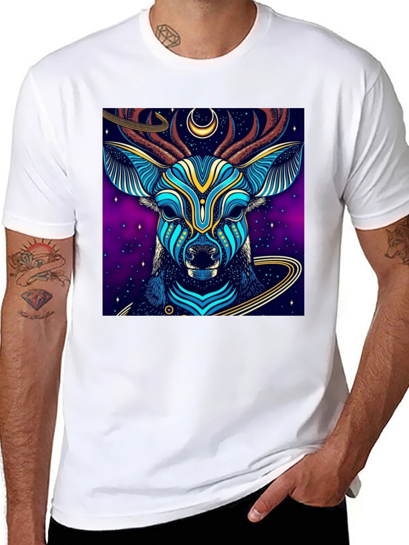 Mystic Deer Graphic Tee - Black