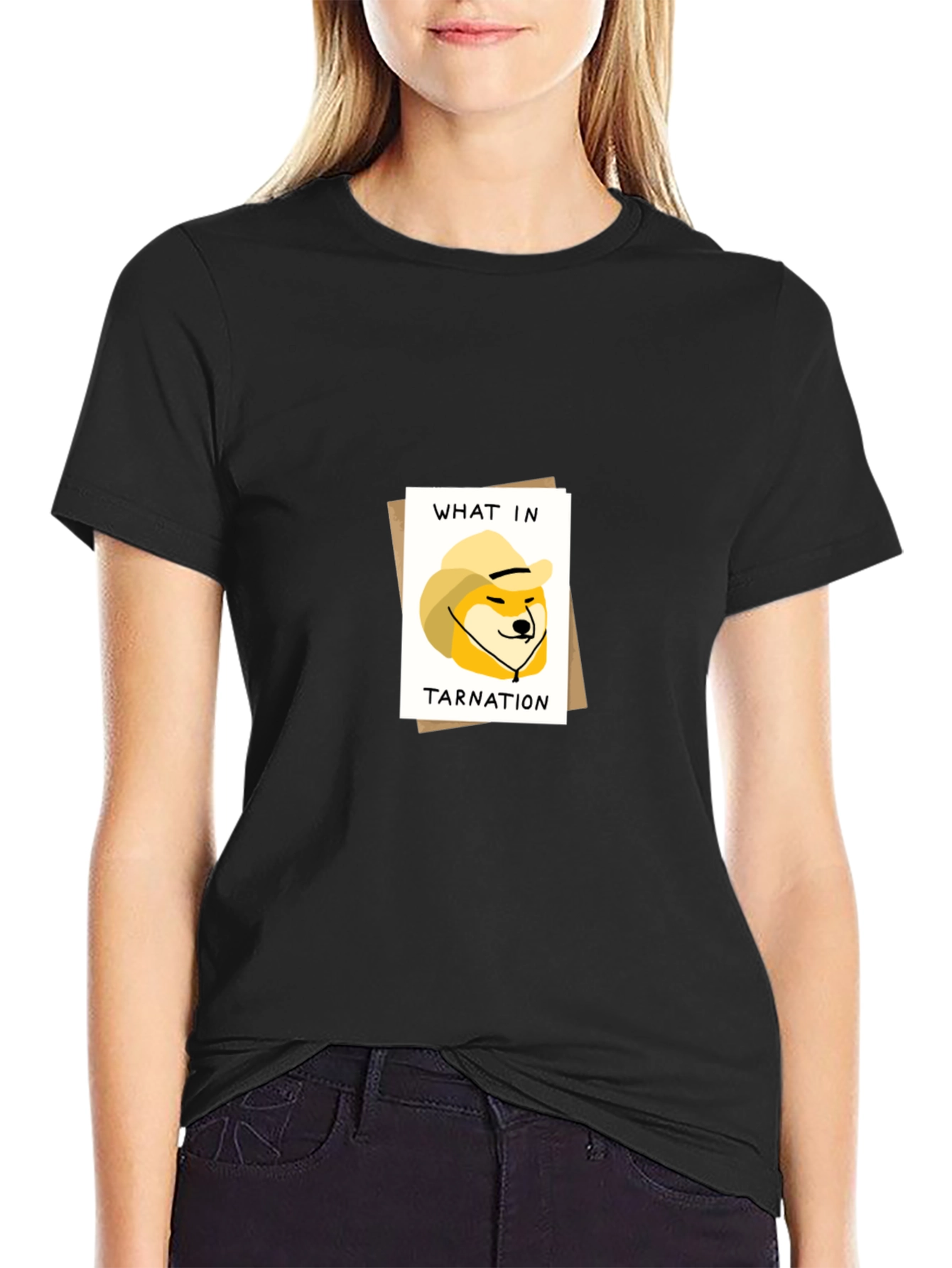 What in Tarnation Doge Meme Black T-Shirt