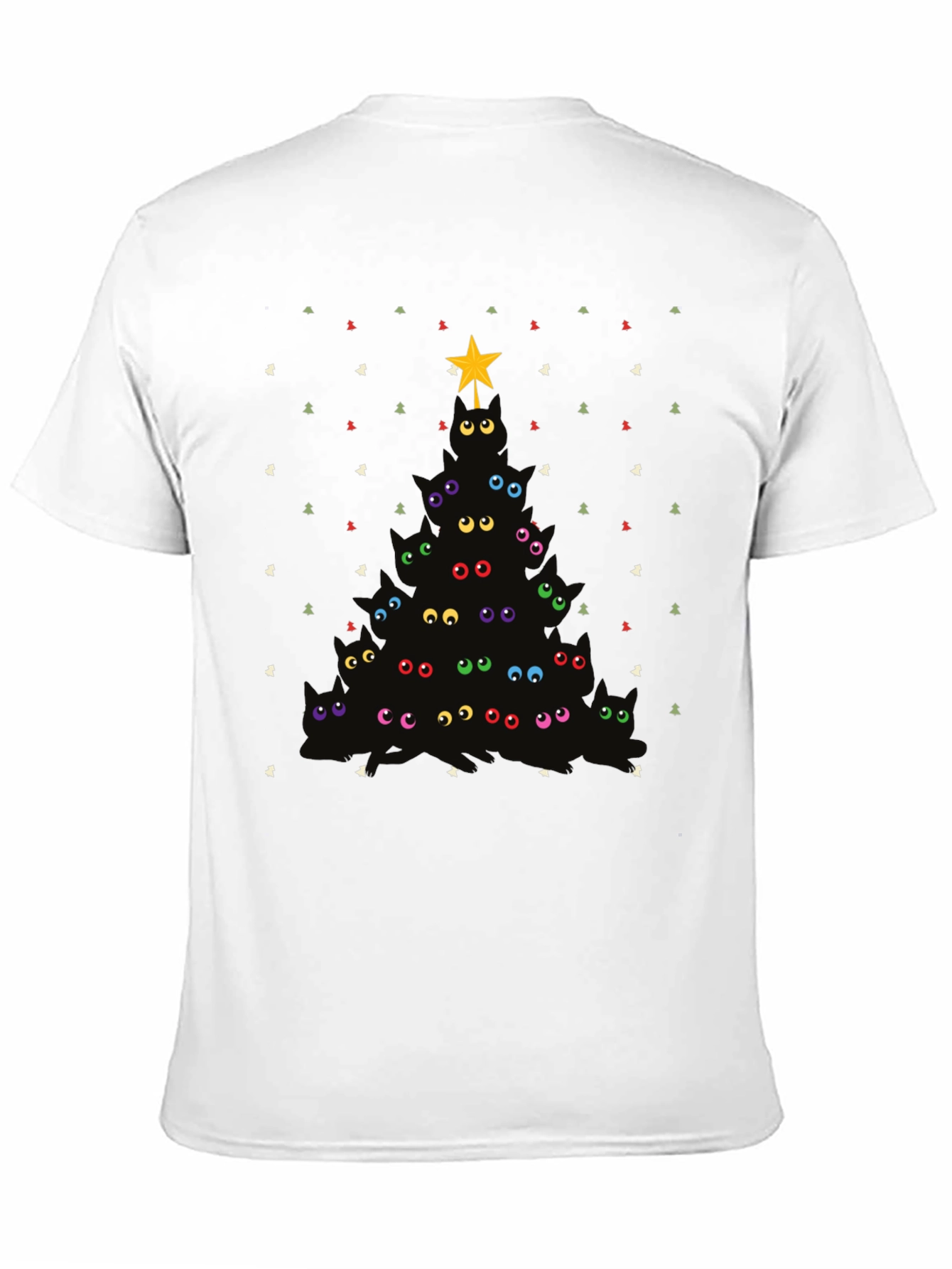 Whimsical Cat Christmas Tree Graphic Tee