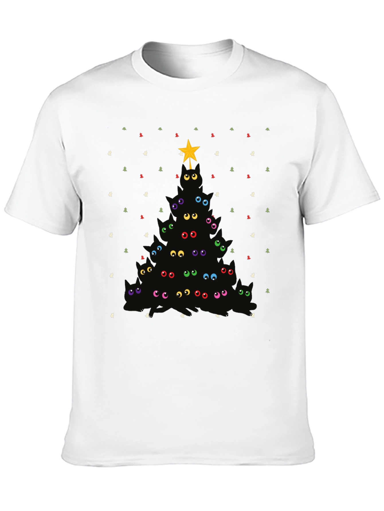 Whimsical Cat Christmas Tree Graphic Tee