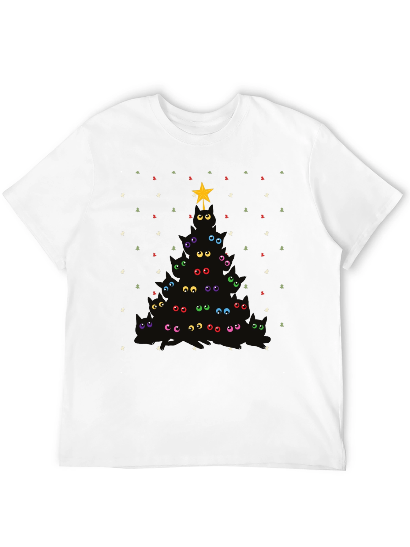 Whimsical Cat Christmas Tree Graphic Tee