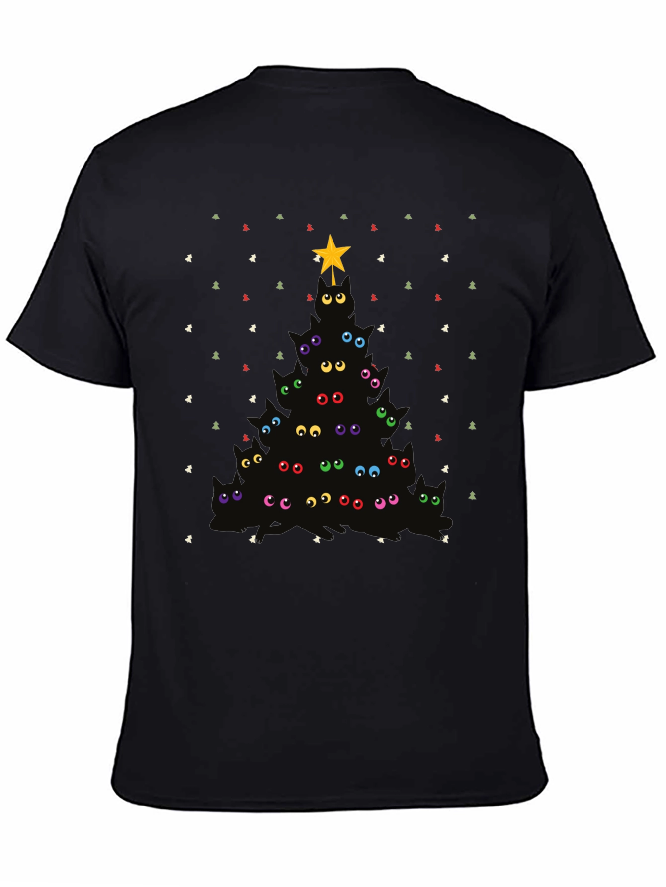 Whimsical Cat Christmas Tree Graphic Tee