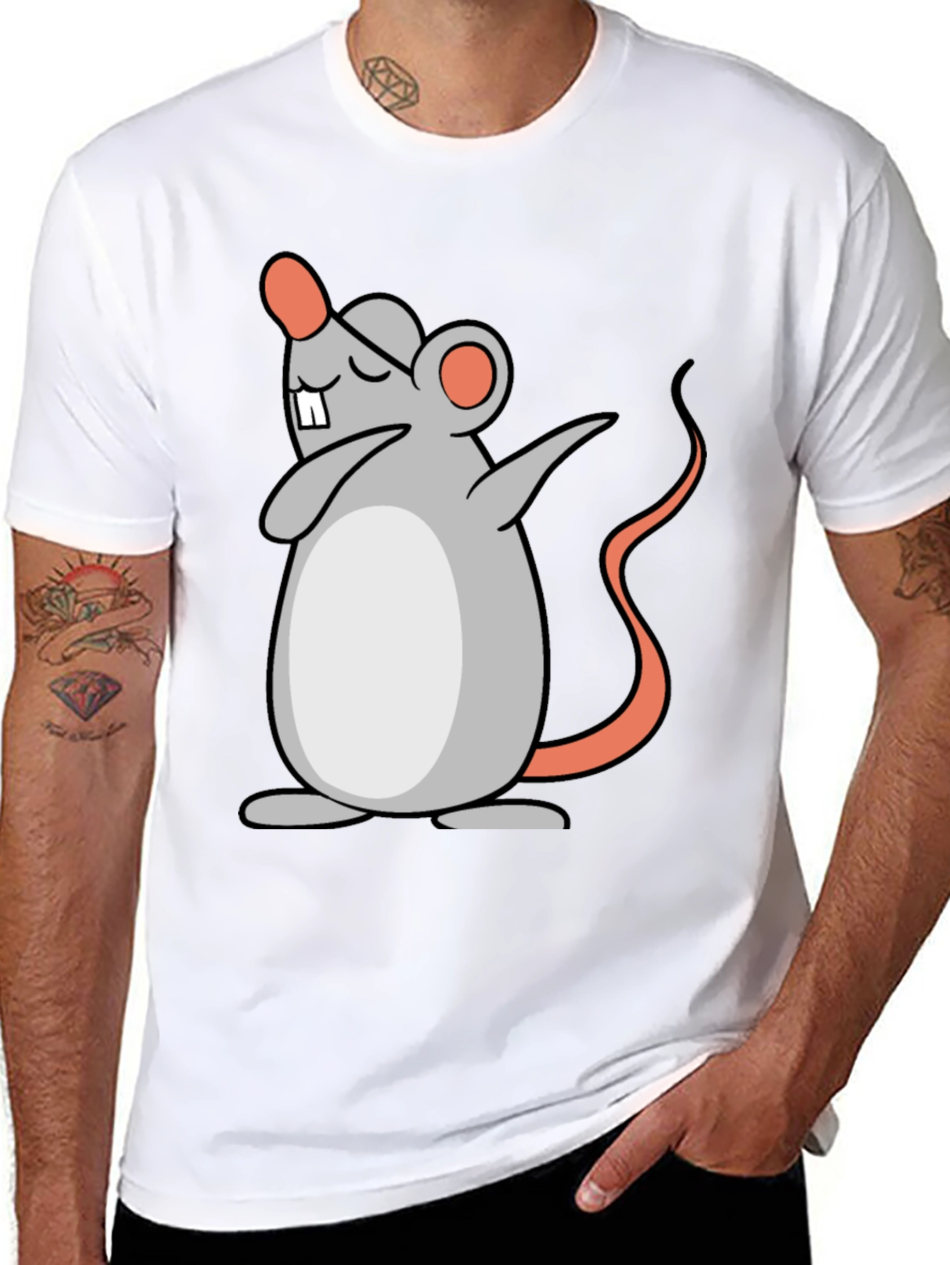 Dabbing Mouse Graphic Tee - Black Cotton T-Shirt