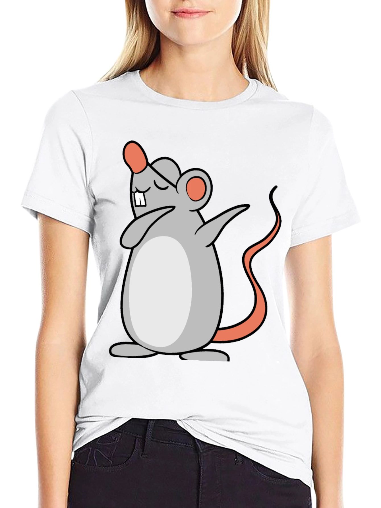 Dabbing Mouse Graphic Tee - Black Cotton T-Shirt