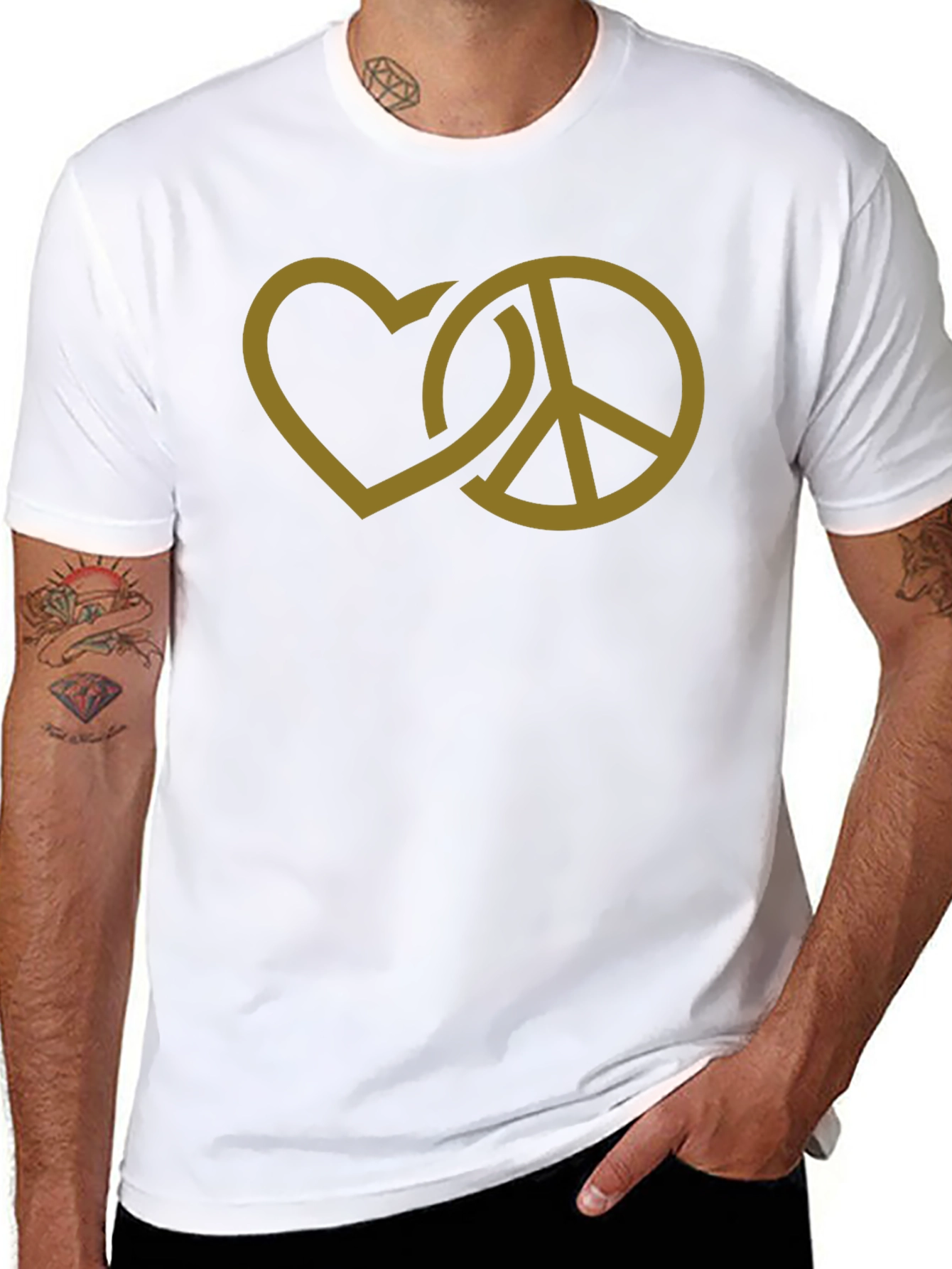 Peace and Love Graphic T-Shirt - Black