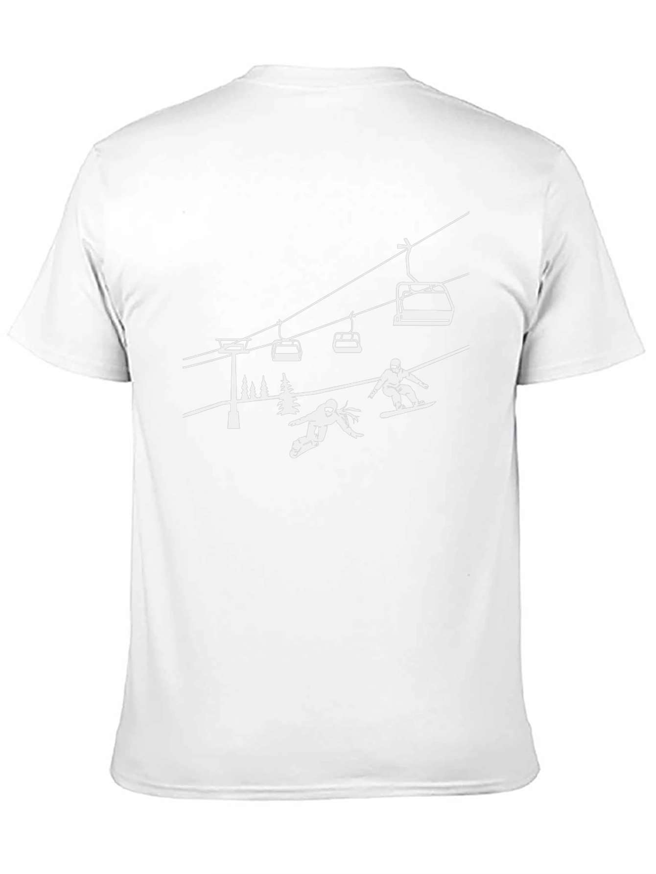 Skiing T-Shirt: Black Cotton Tee with White Graphic