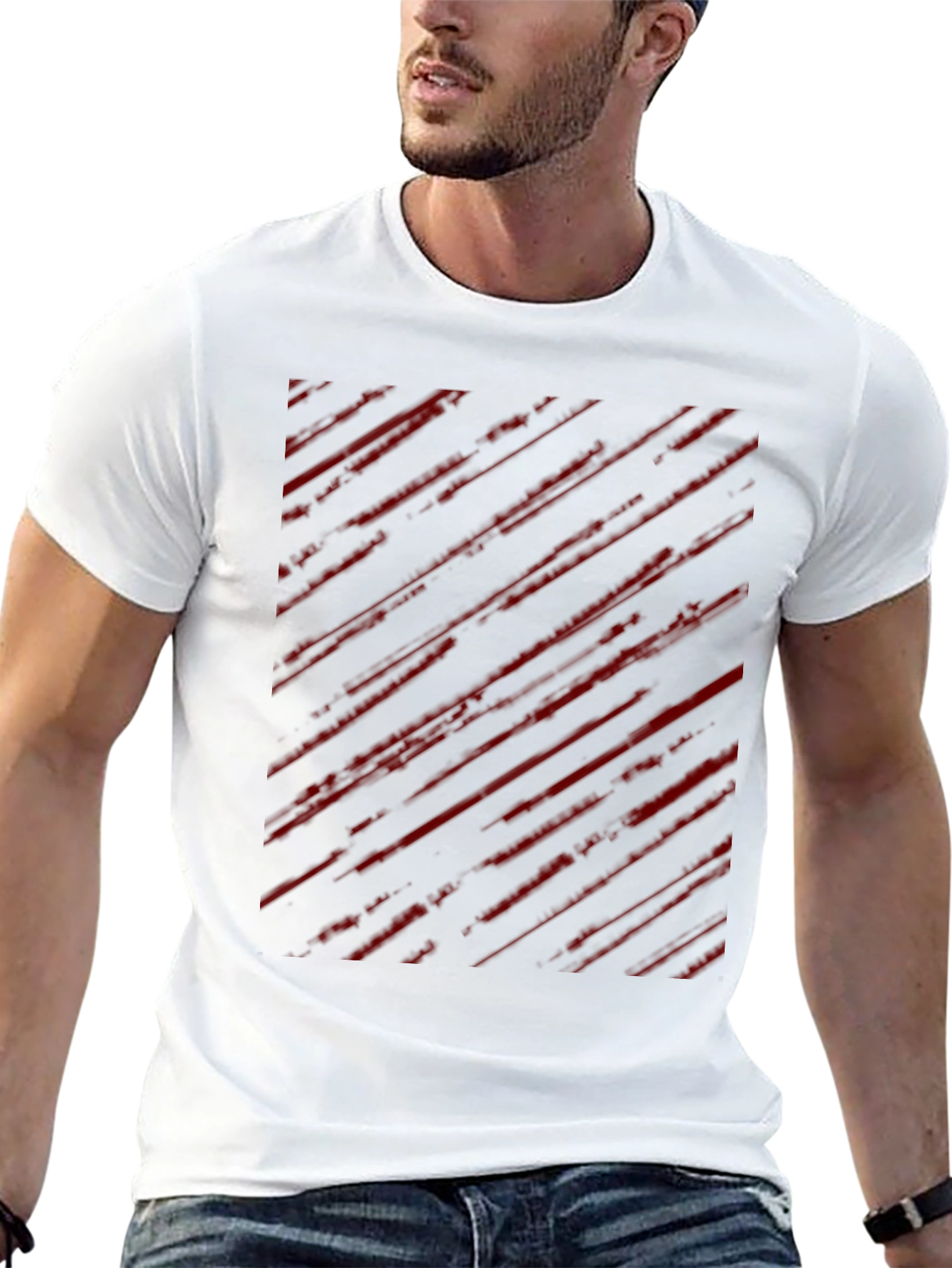 Edgy Striped Graphic Tee