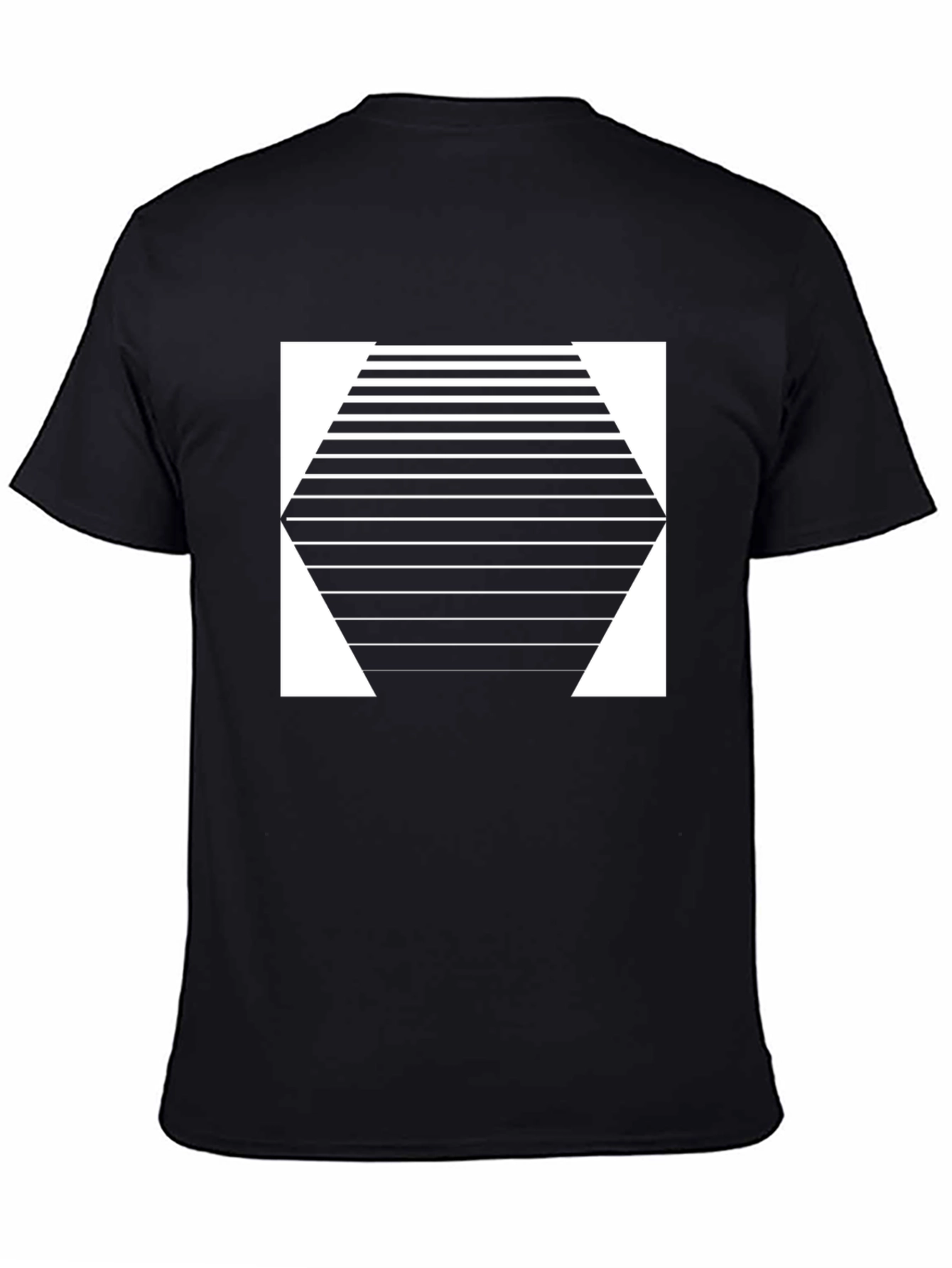 Geometric Hexagon Striped Graphic Tee - Modern Design