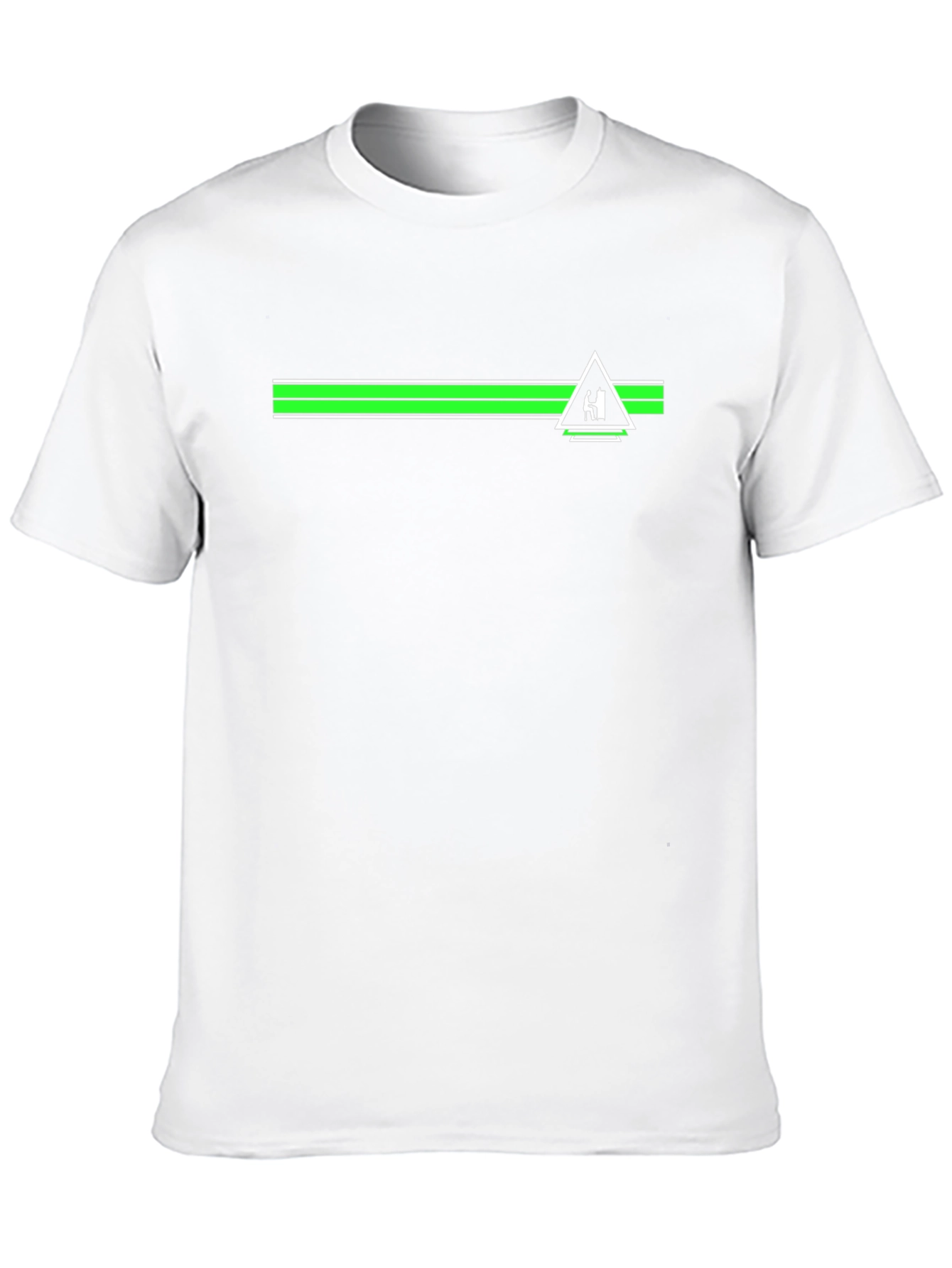 Black T-Shirt with Green Stripe and Triangle Design