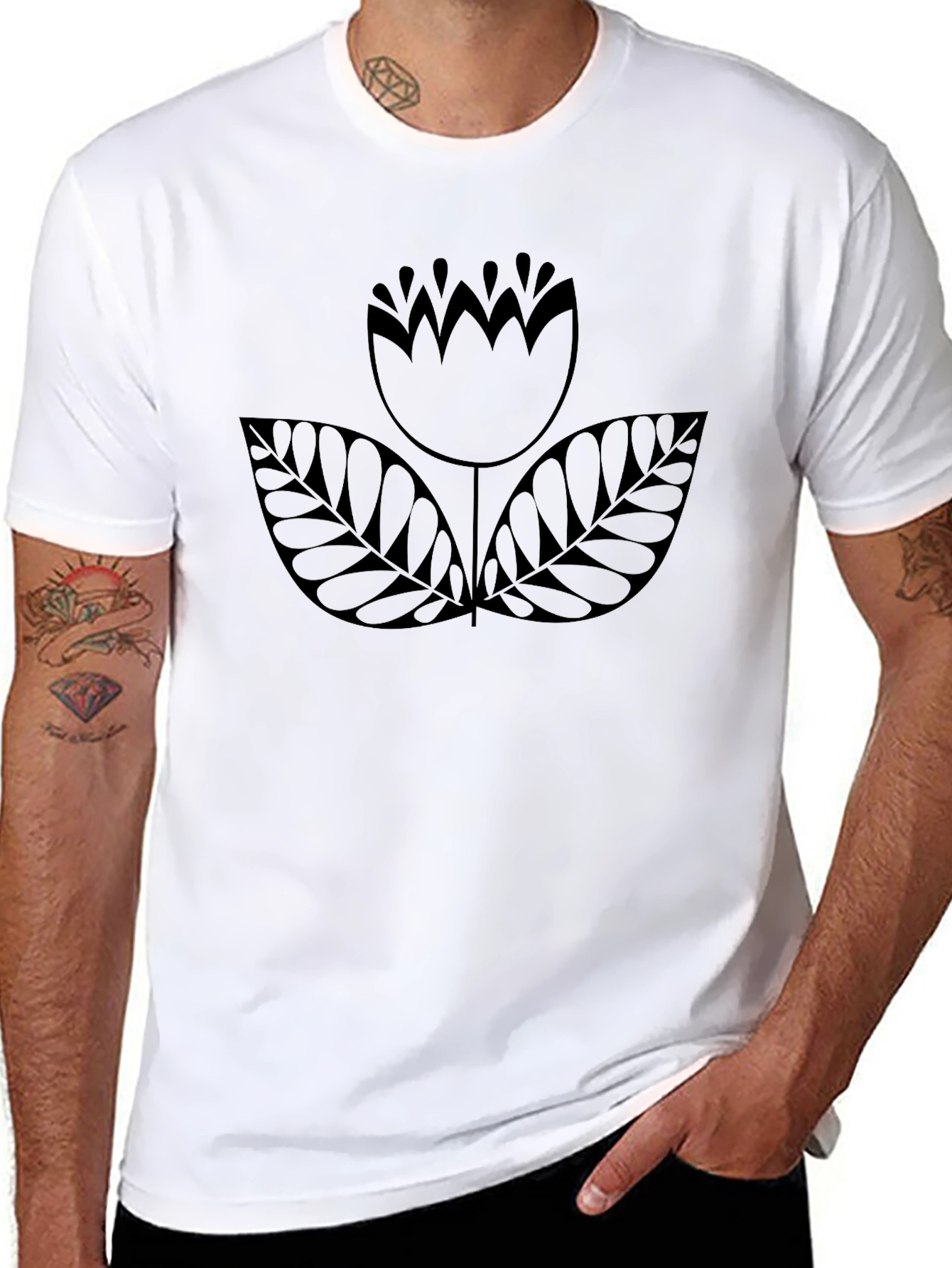 Black Floral Graphic Tee - Casual Style