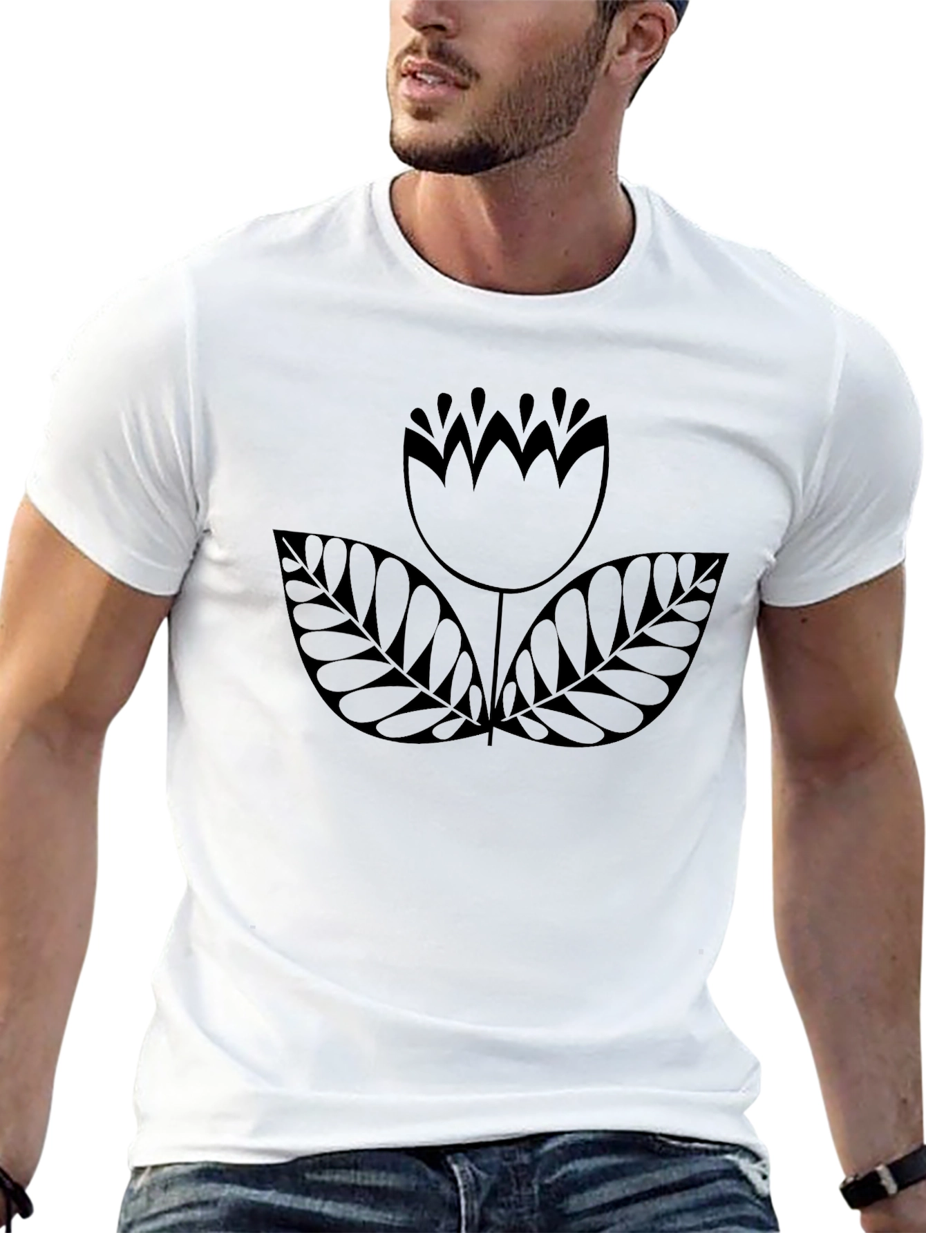 Black Floral Graphic Tee - Casual Style