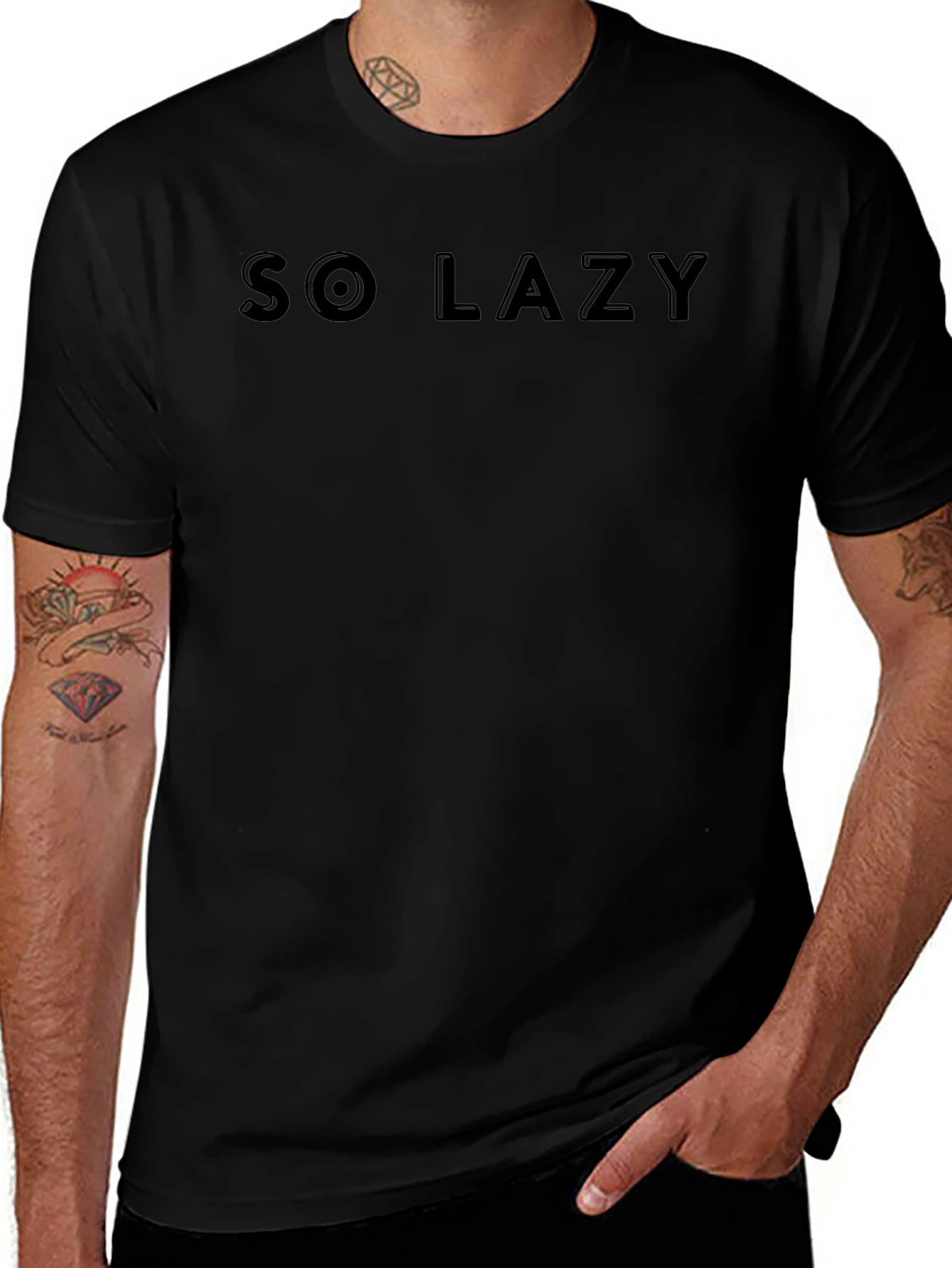 So Lazy Black T-Shirt - Comfortable Casual Wear