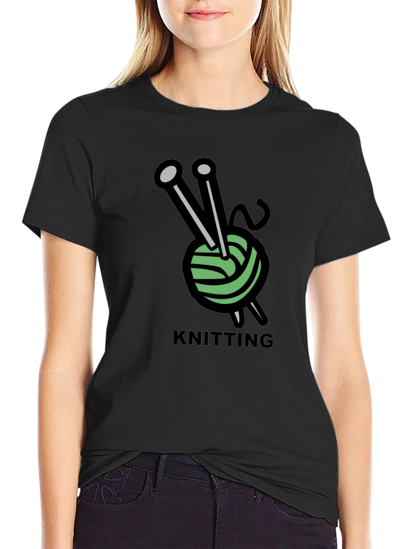 Knitting Hobby T-Shirt - Yarn and Needles Design