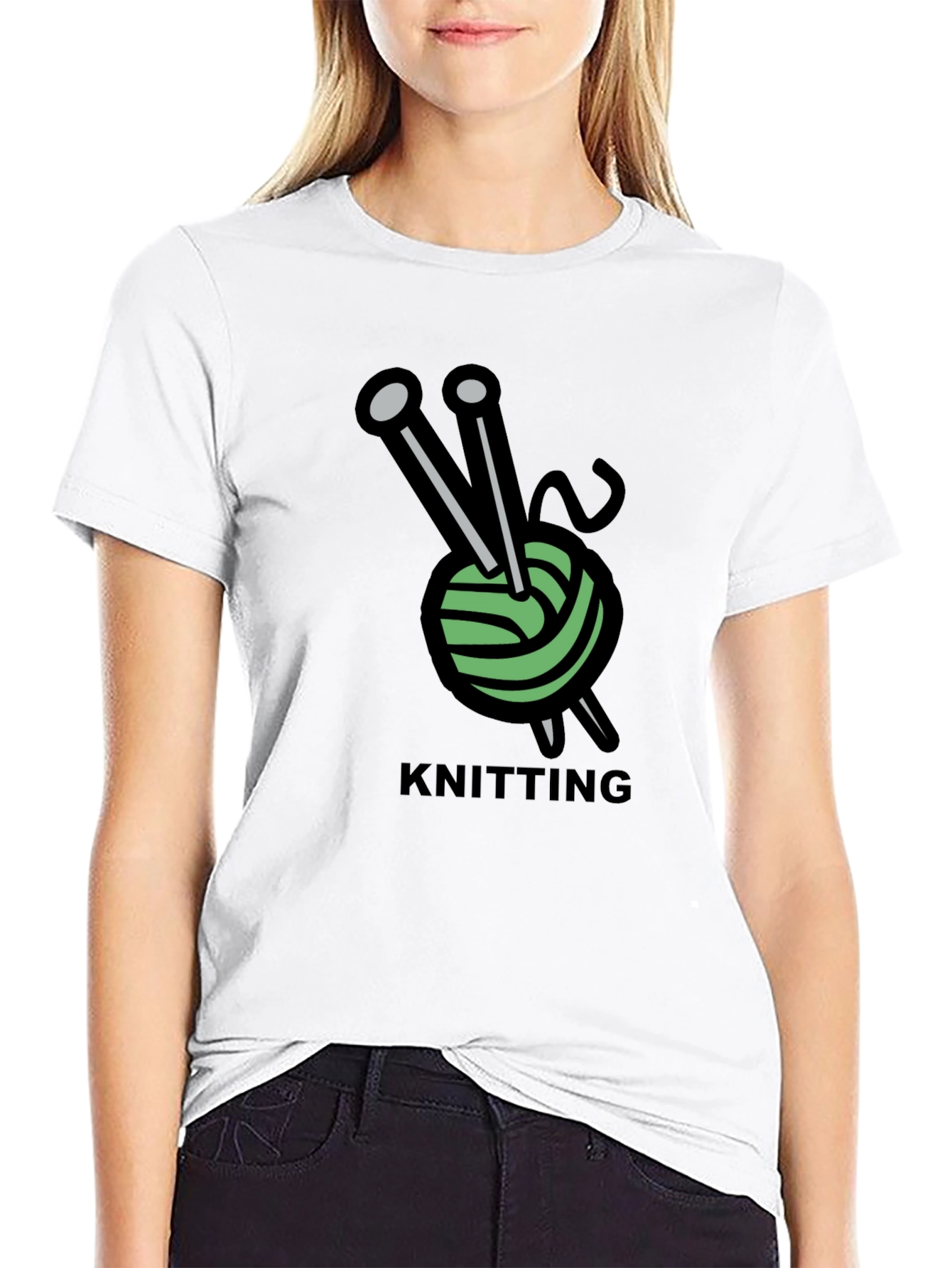 Knitting Hobby T-Shirt - Yarn and Needles Design