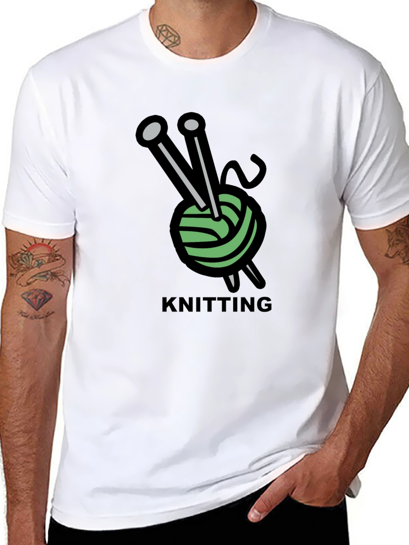 Knitting Hobby T-Shirt - Yarn and Needles Design