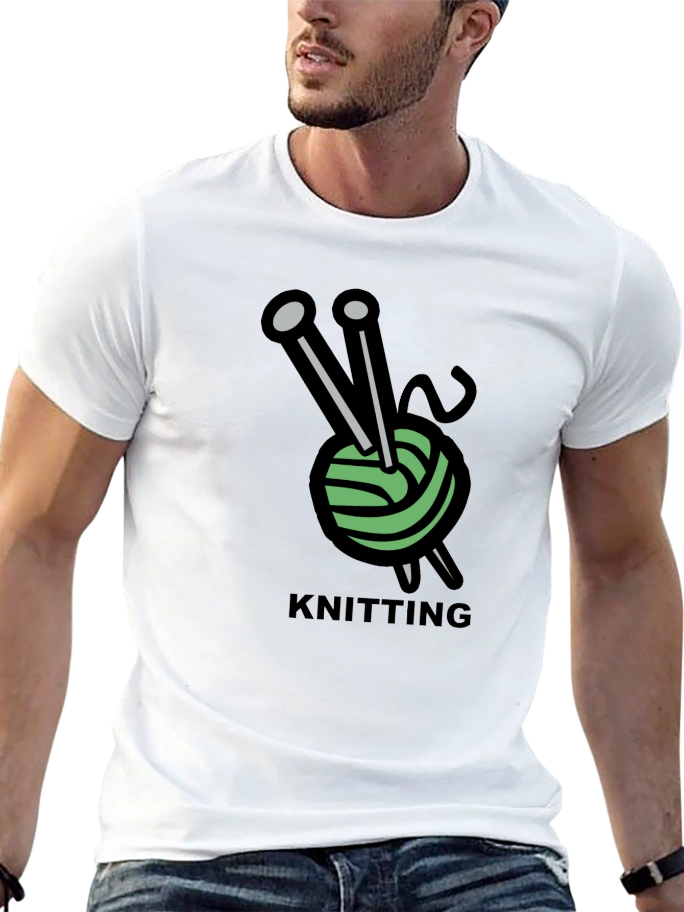 Knitting Hobby T-Shirt - Yarn and Needles Design