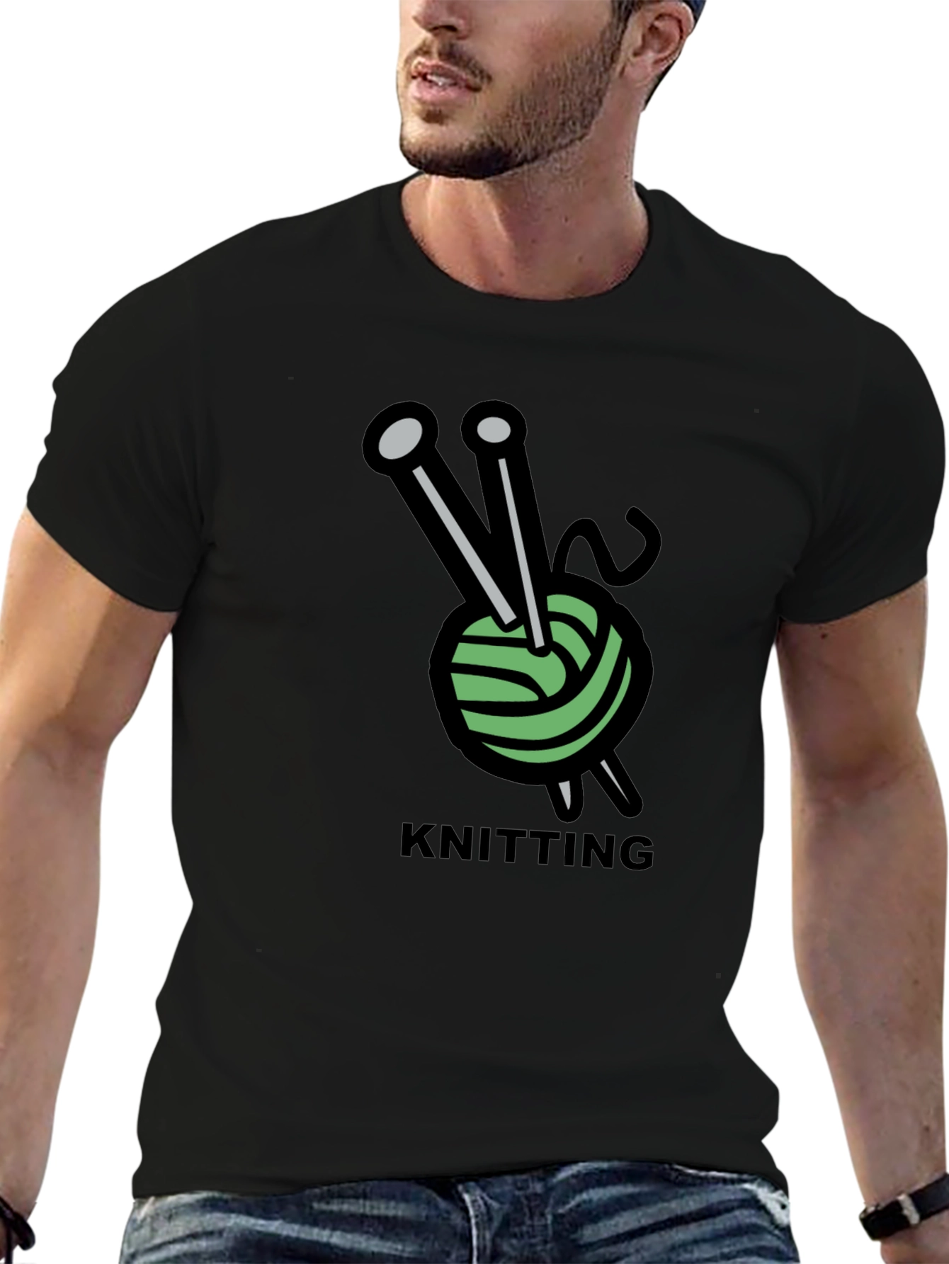 Knitting Hobby T-Shirt - Yarn and Needles Design