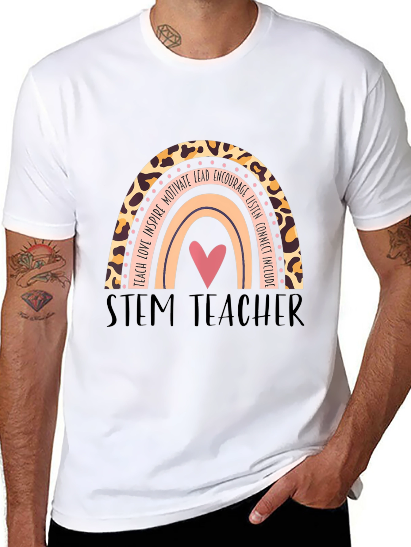 STEM Teacher Rainbow Graphic T-Shirt