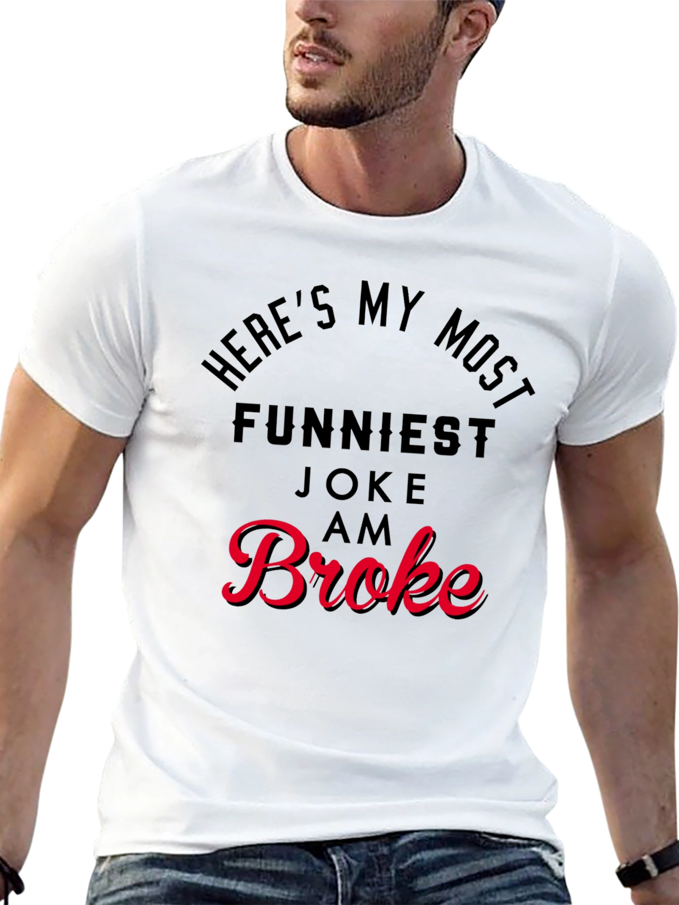Funny Broke Graphic Print T-Shirt