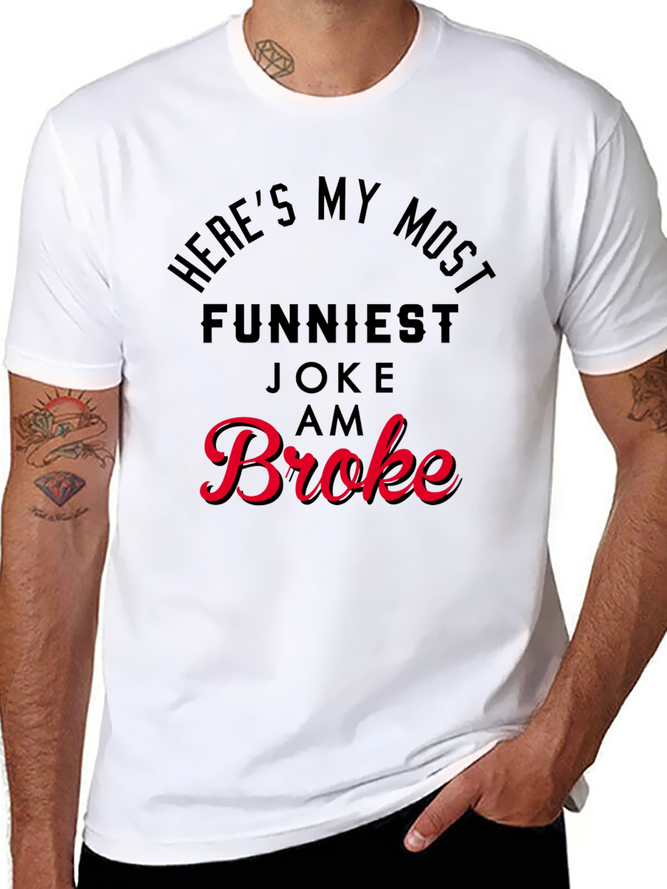 Funny Broke Graphic Print T-Shirt
