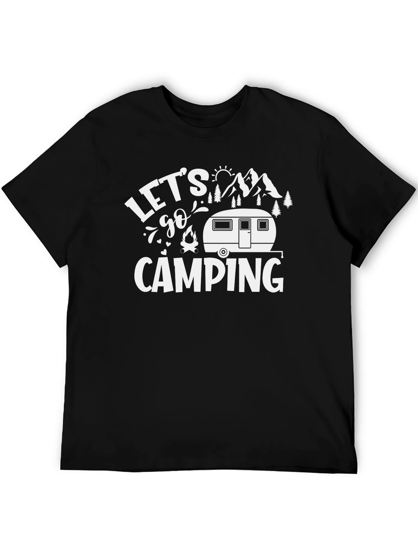 Lets Go Camping Black Graphic T-Shirt