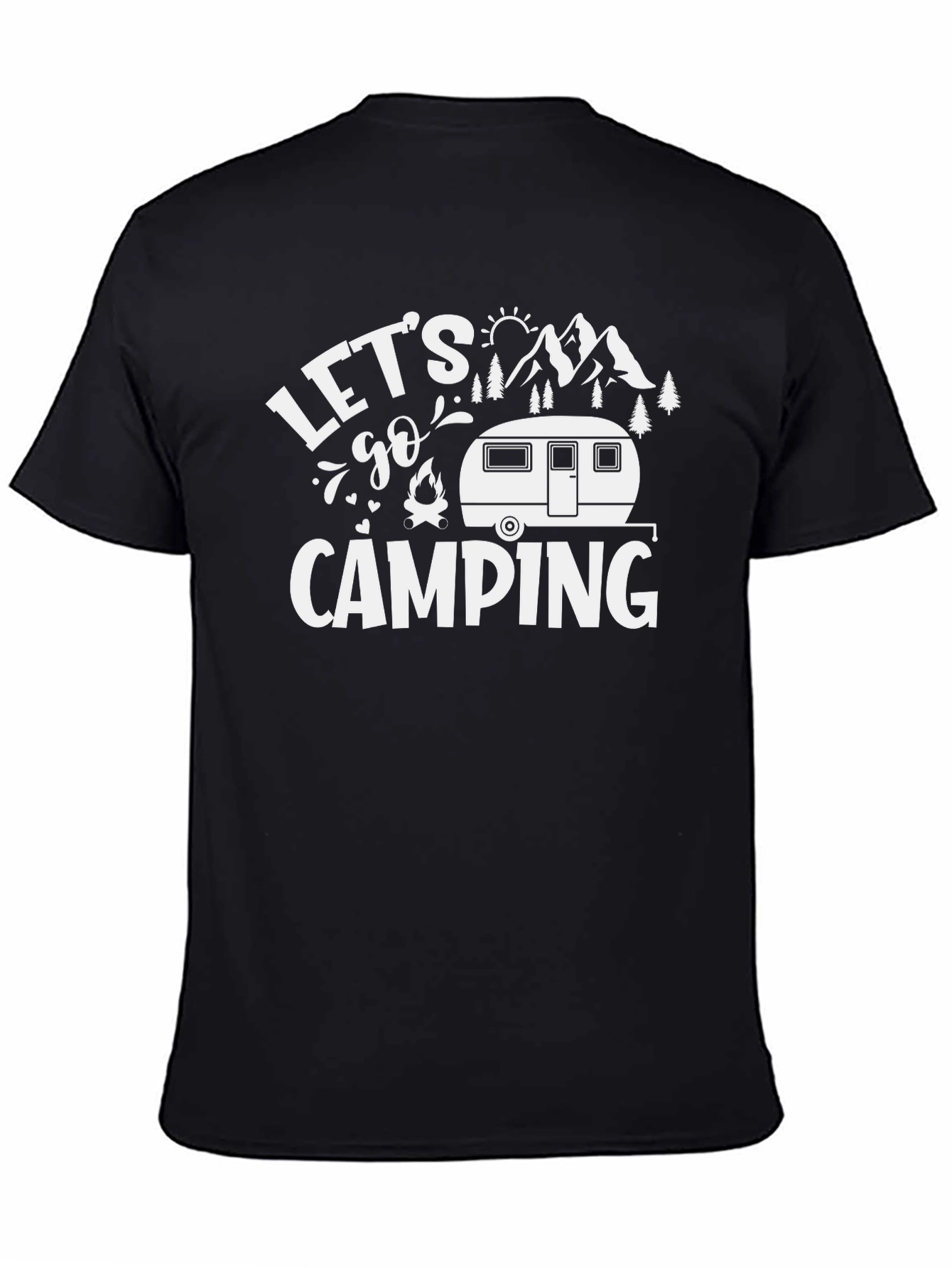 Lets Go Camping Black Graphic T-Shirt