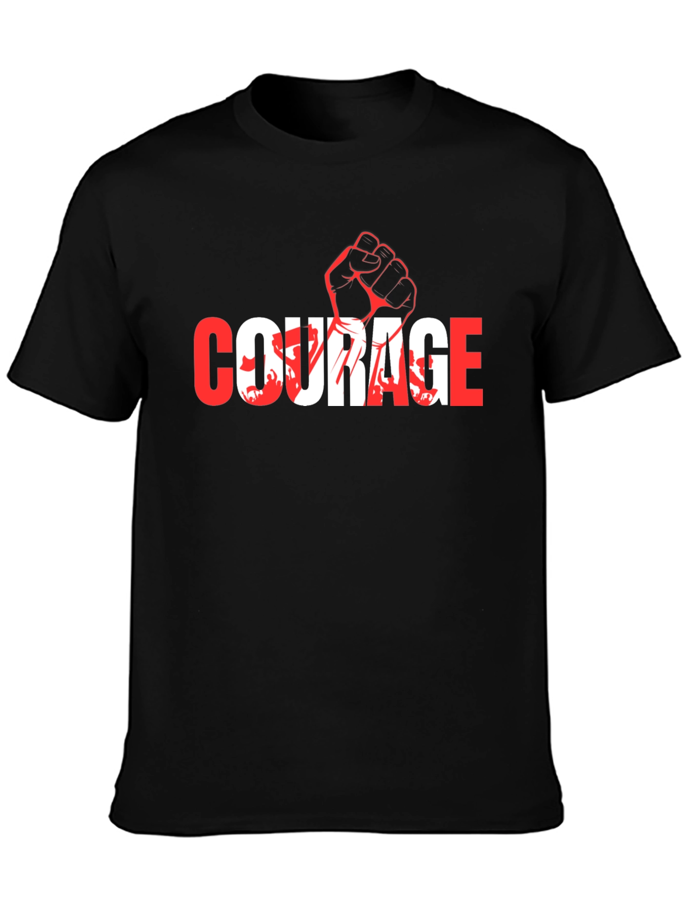 Courage Graphic Print Black Crew Neck T-Shirt