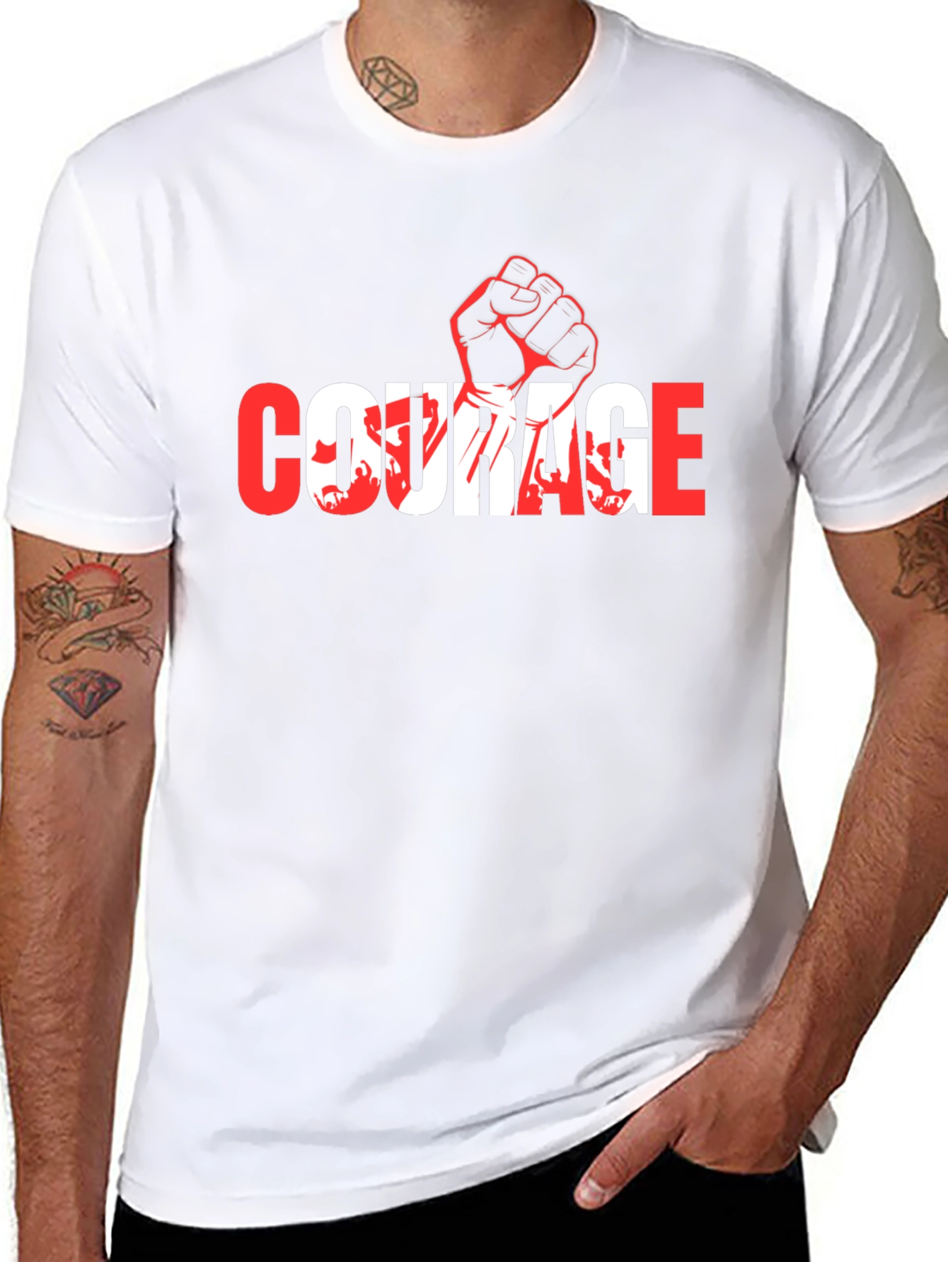 Courage Graphic Print Black Crew Neck T-Shirt