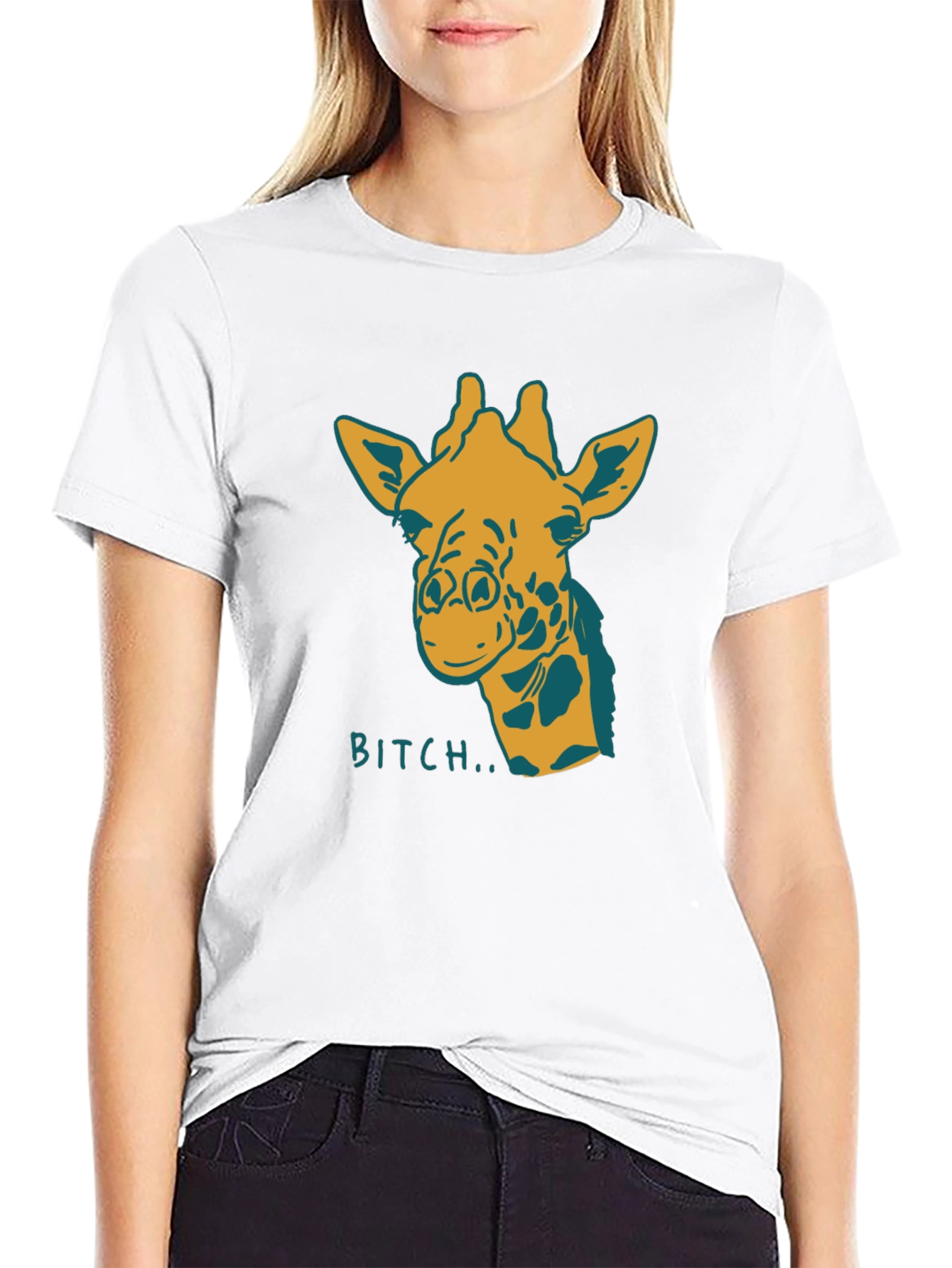 Giraffe Bitch T-Shirt Funny Graphic Tee Novelty Humor