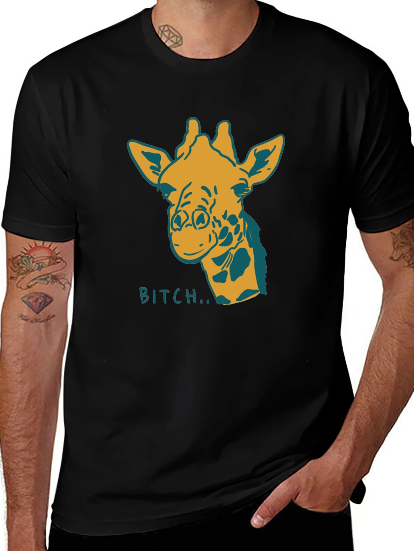 Giraffe Bitch T-Shirt Funny Graphic Tee Novelty Humor