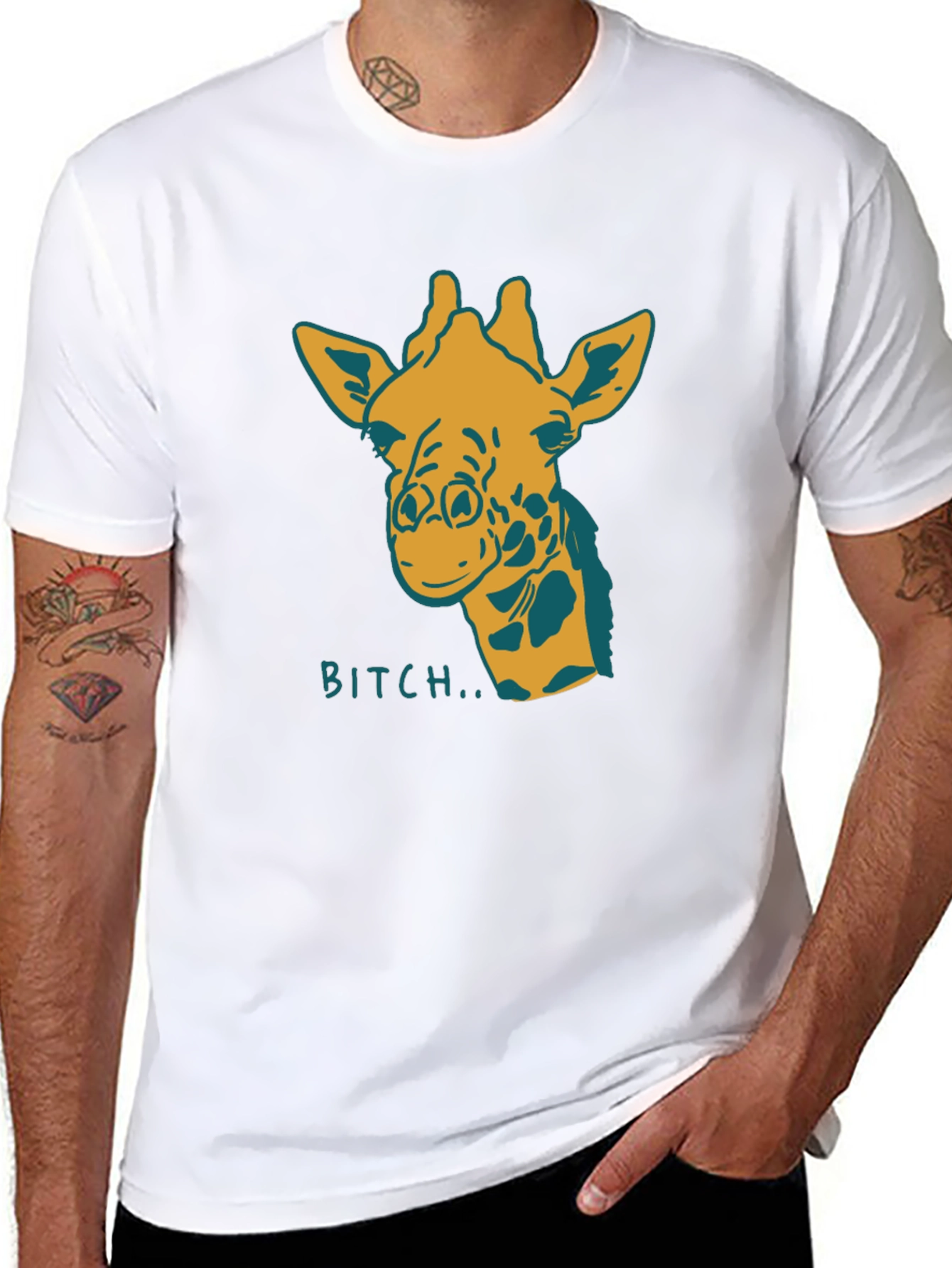 Giraffe Bitch T-Shirt Funny Graphic Tee Novelty Humor
