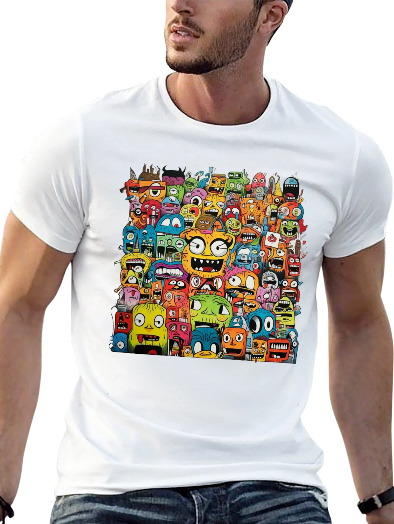 Monster Doodle Black Graphic T-Shirt