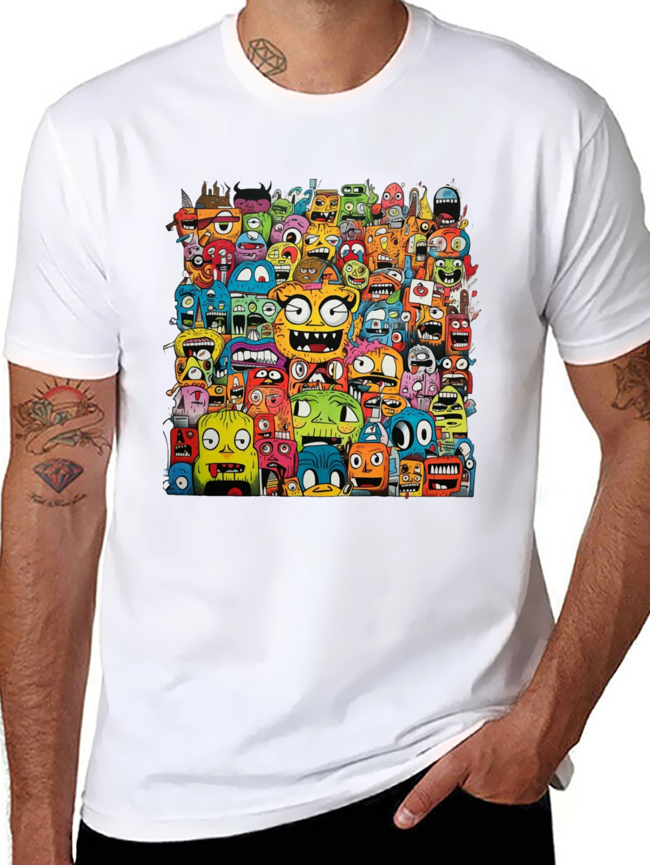 Monster Doodle Black Graphic T-Shirt