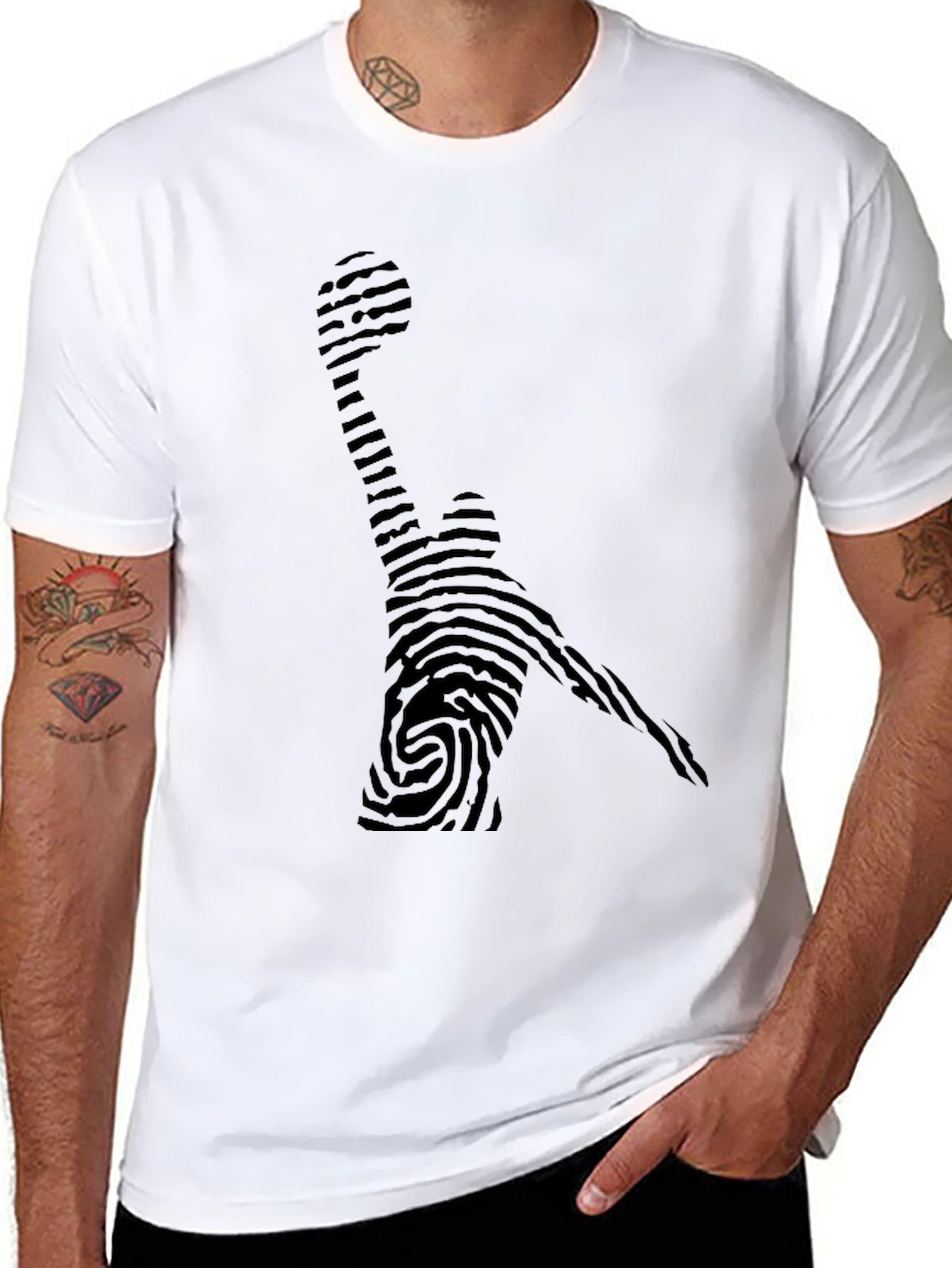 Fingerprint Basketball Player Black Tee