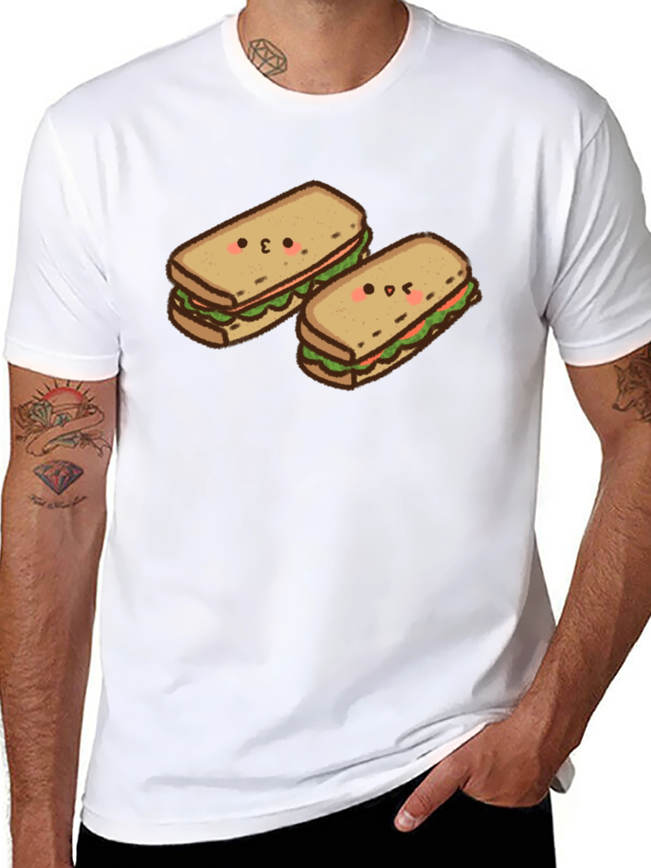 Kawaii Sandwich T-Shirt - Black Cotton Tee