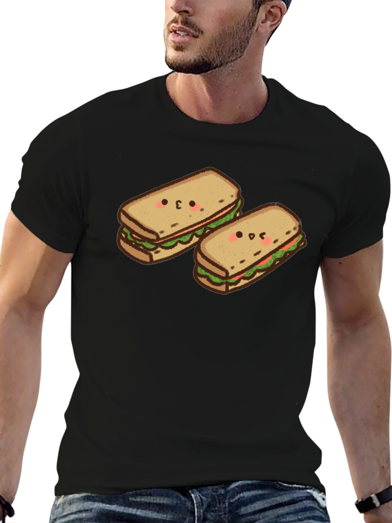 Kawaii Sandwich T-Shirt - Black Cotton Tee