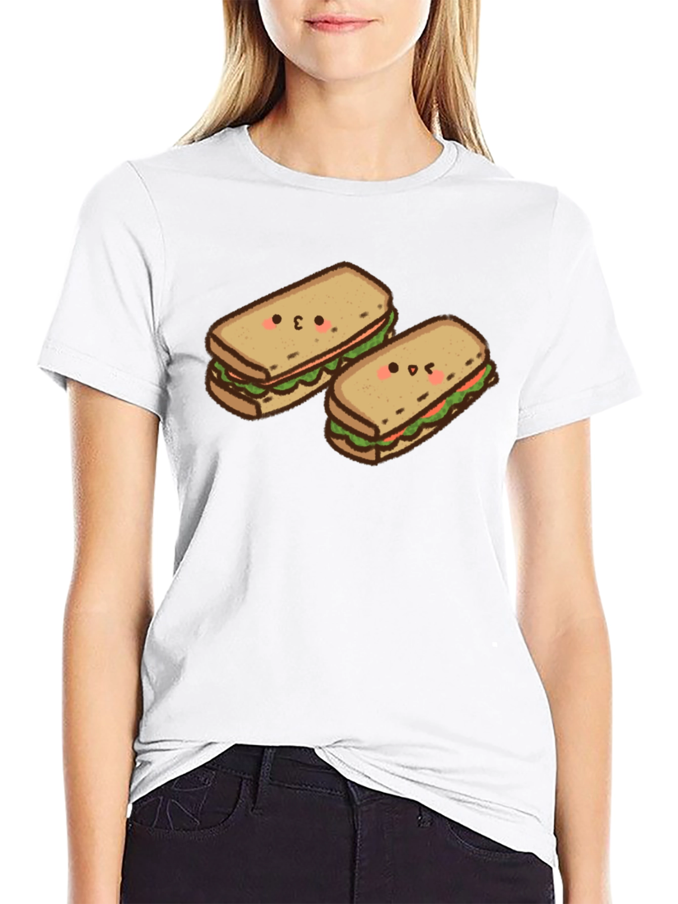 Kawaii Sandwich T-Shirt - Black Cotton Tee