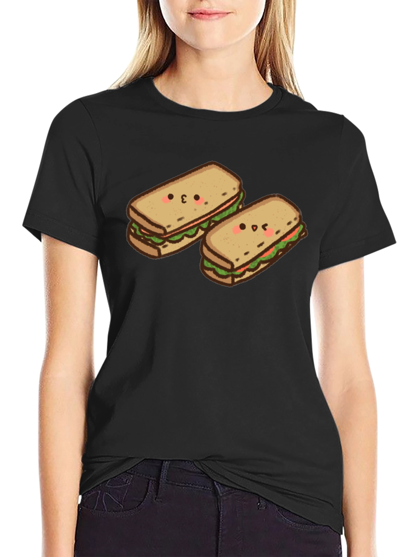 Kawaii Sandwich T-Shirt - Black Cotton Tee