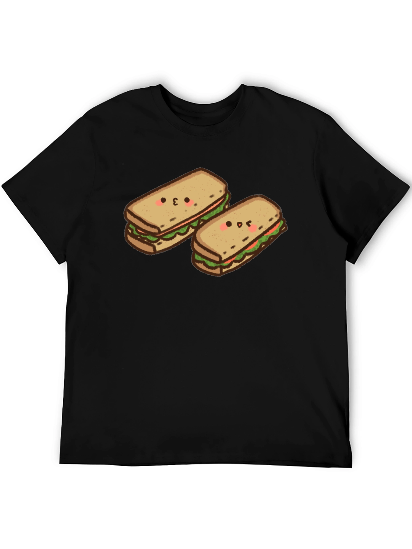 Kawaii Sandwich T-Shirt - Black Cotton Tee