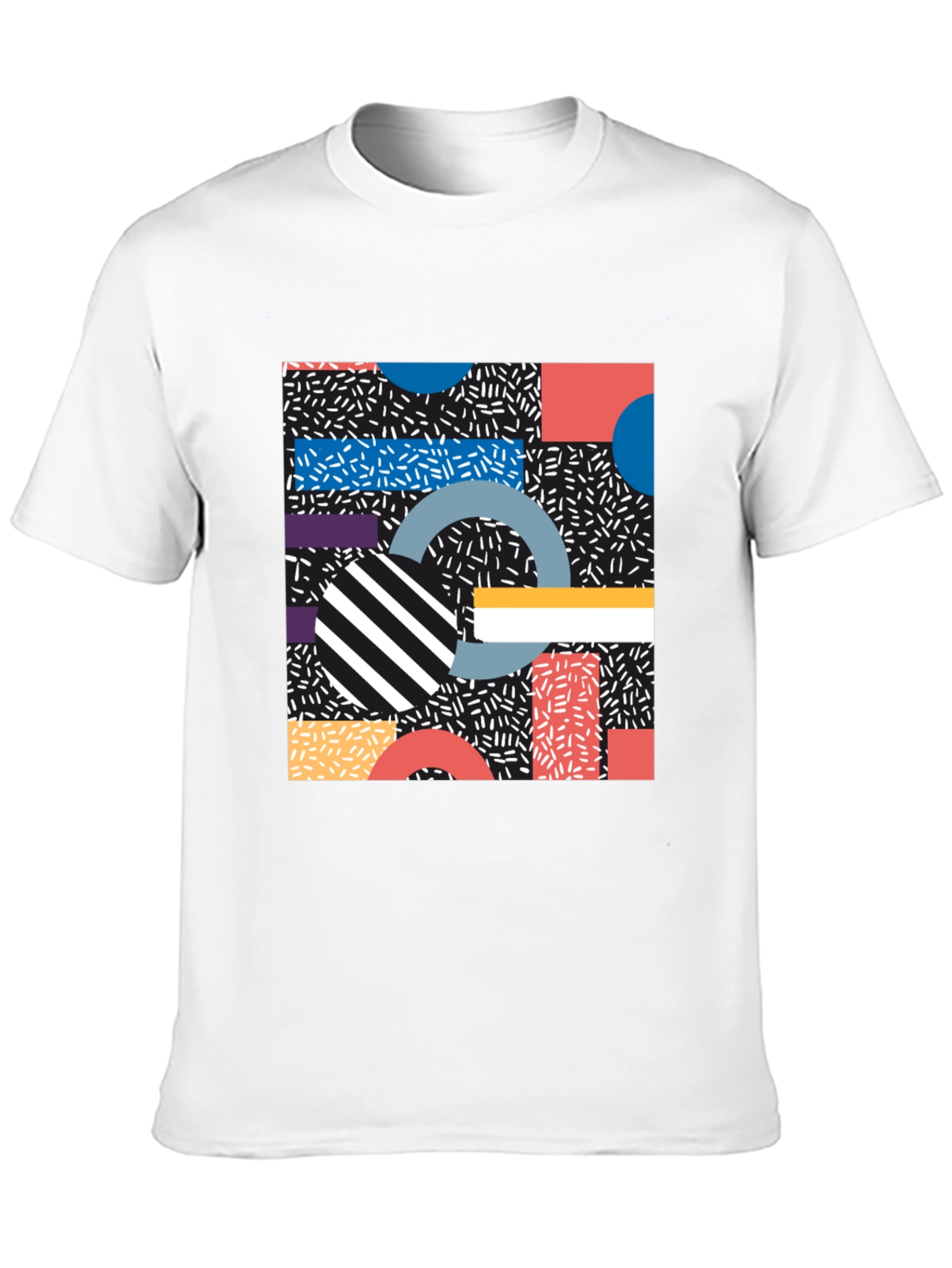 Retro Geometric Pattern Black T-Shirt