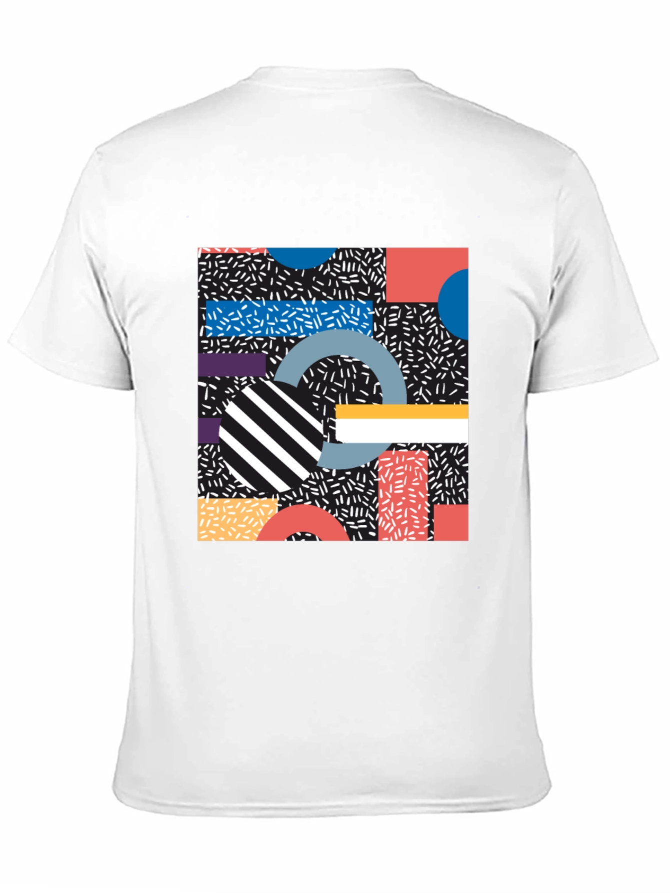 Retro Geometric Pattern Black T-Shirt
