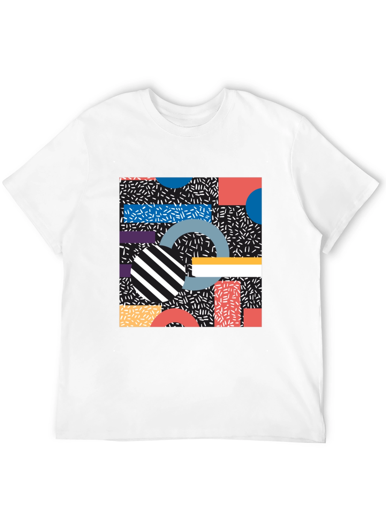Retro Geometric Pattern Black T-Shirt