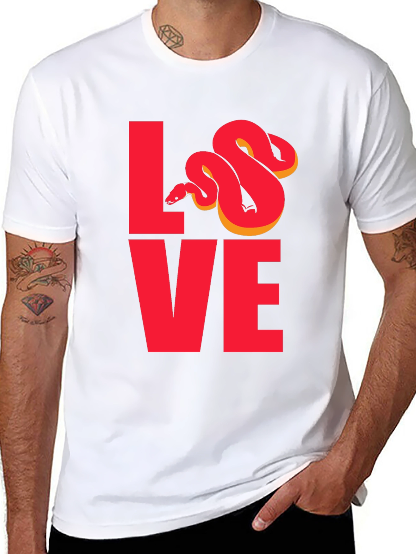 Snake Love Graphic T-Shirt - Red Design