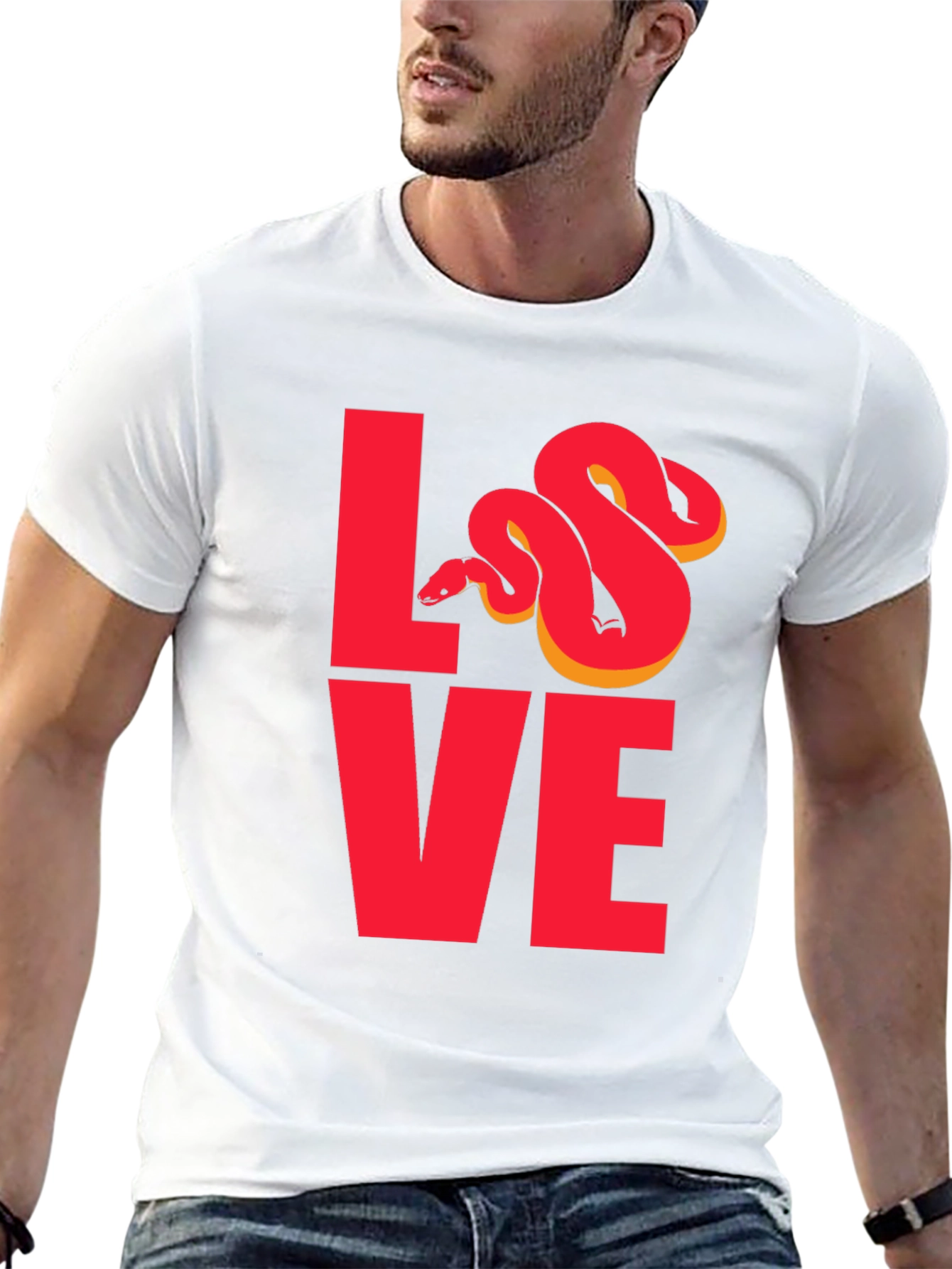 Snake Love Graphic T-Shirt - Red Design