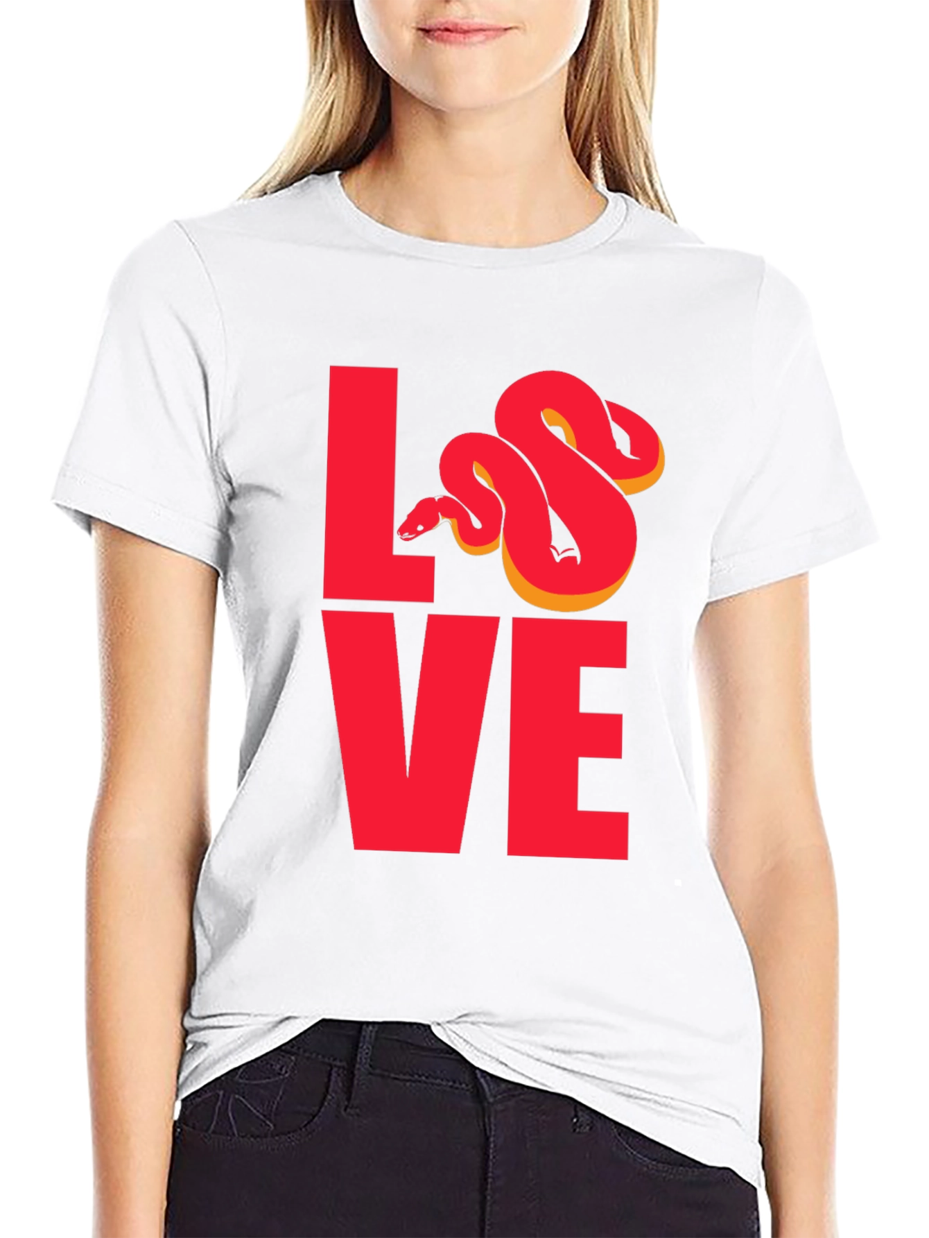 Snake Love Graphic T-Shirt - Red Design